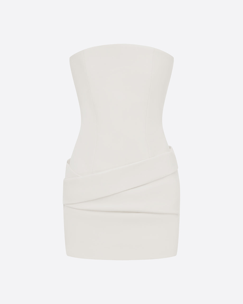Strapless Drape Mini Dress in Leather