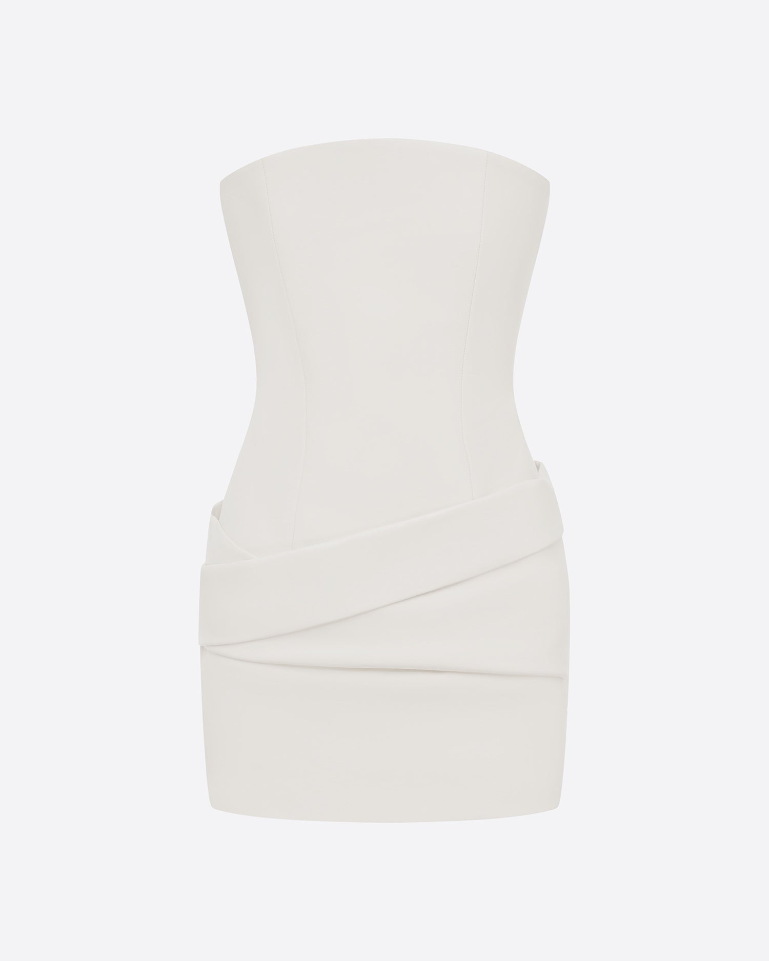 Strapless Drape Mini Dress in Leather