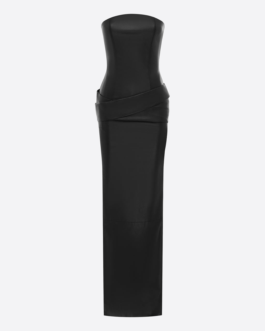 Strapless Drape Column in Leather