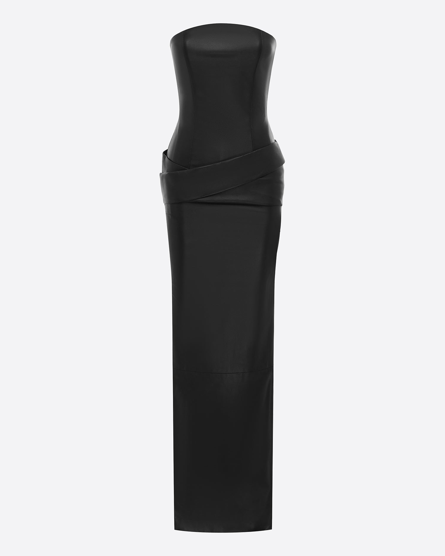 Strapless Drape Column in Leather