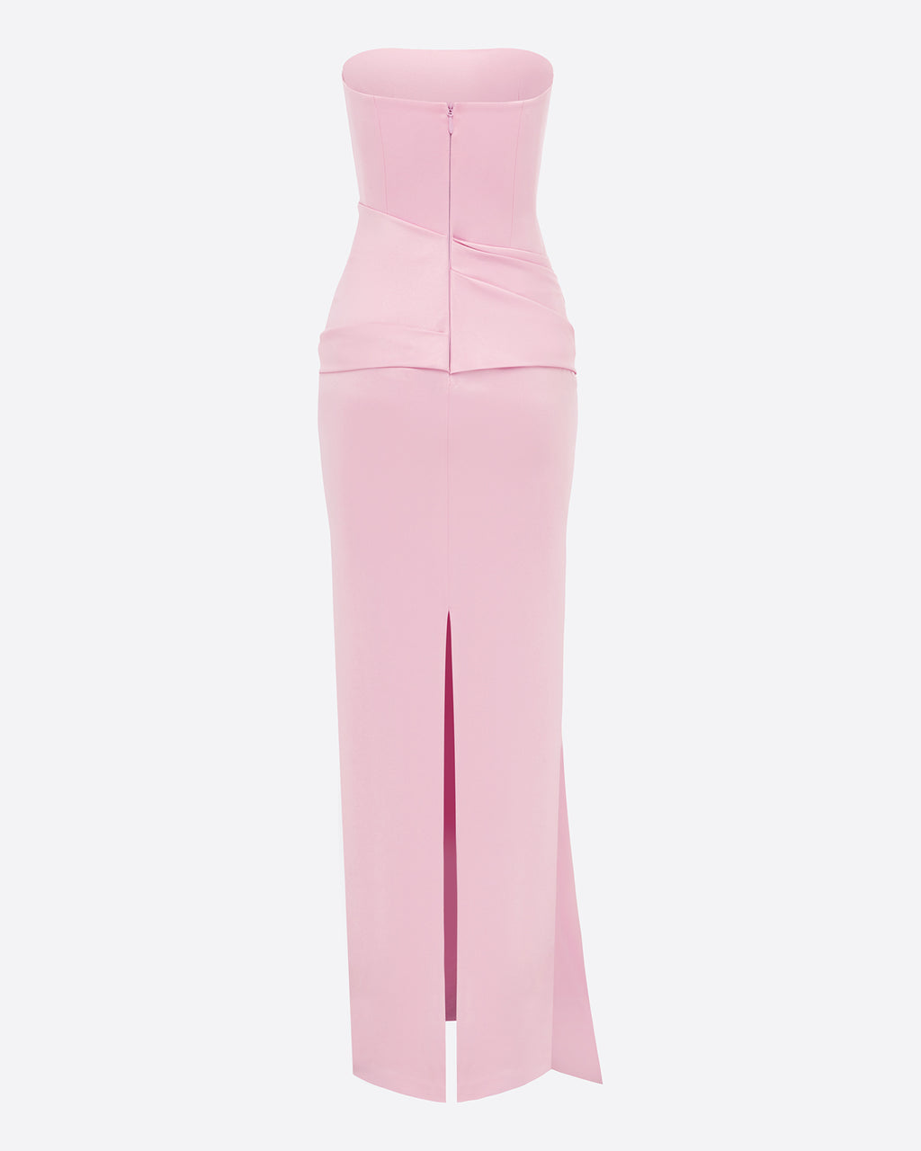 Strapless Sash Drape Column in Satin Crepe