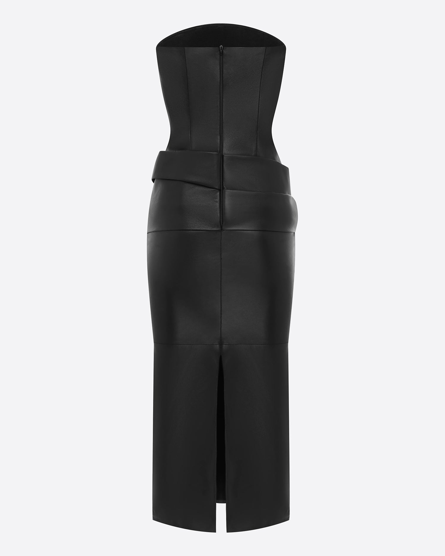 Strapless Drape Dress in Leather