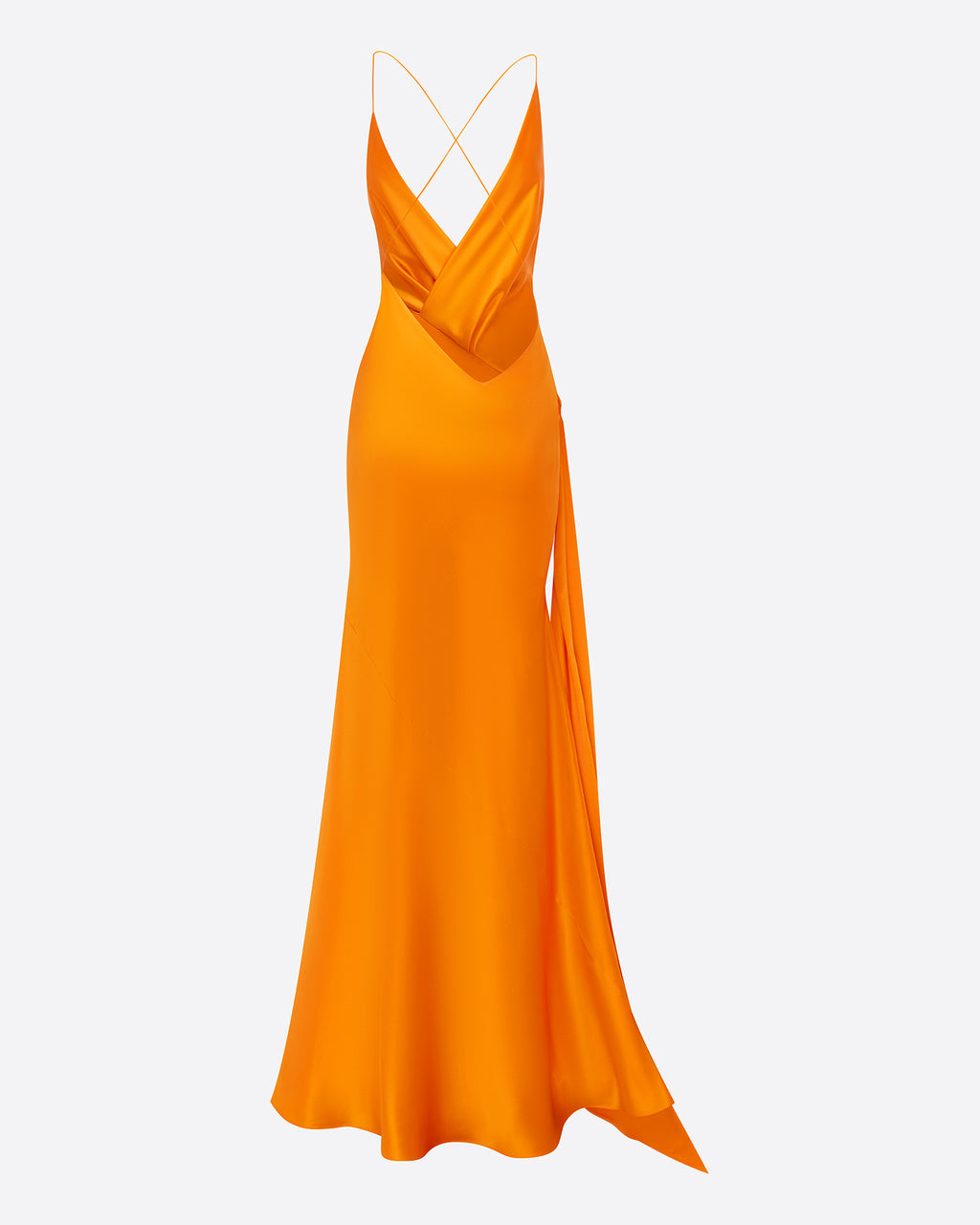 Bikini Wrap Asymmetric Gown in Silk Satin