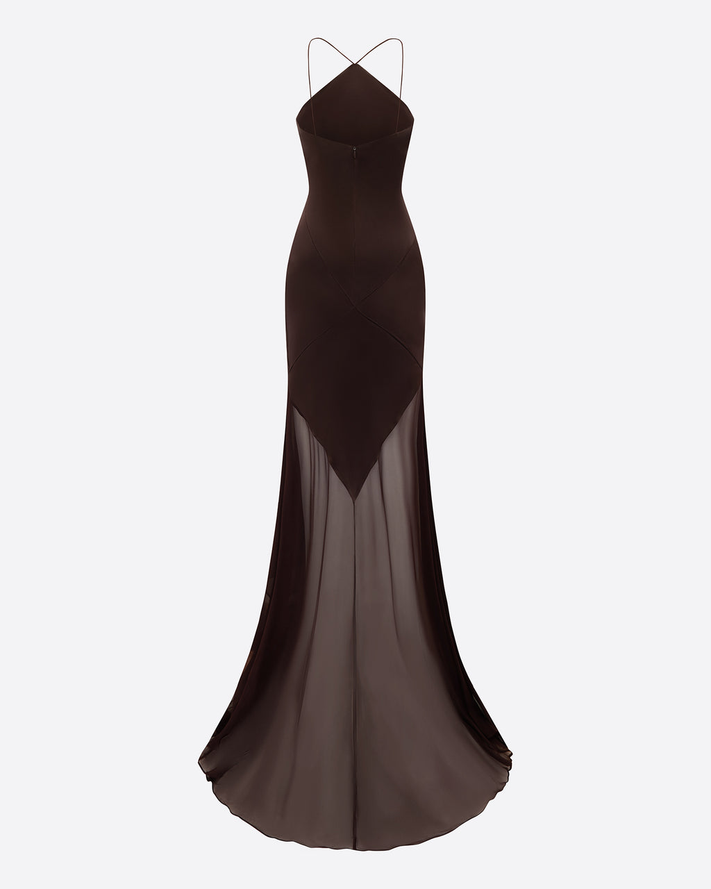 Tiered Halter Gown in Silk Satin