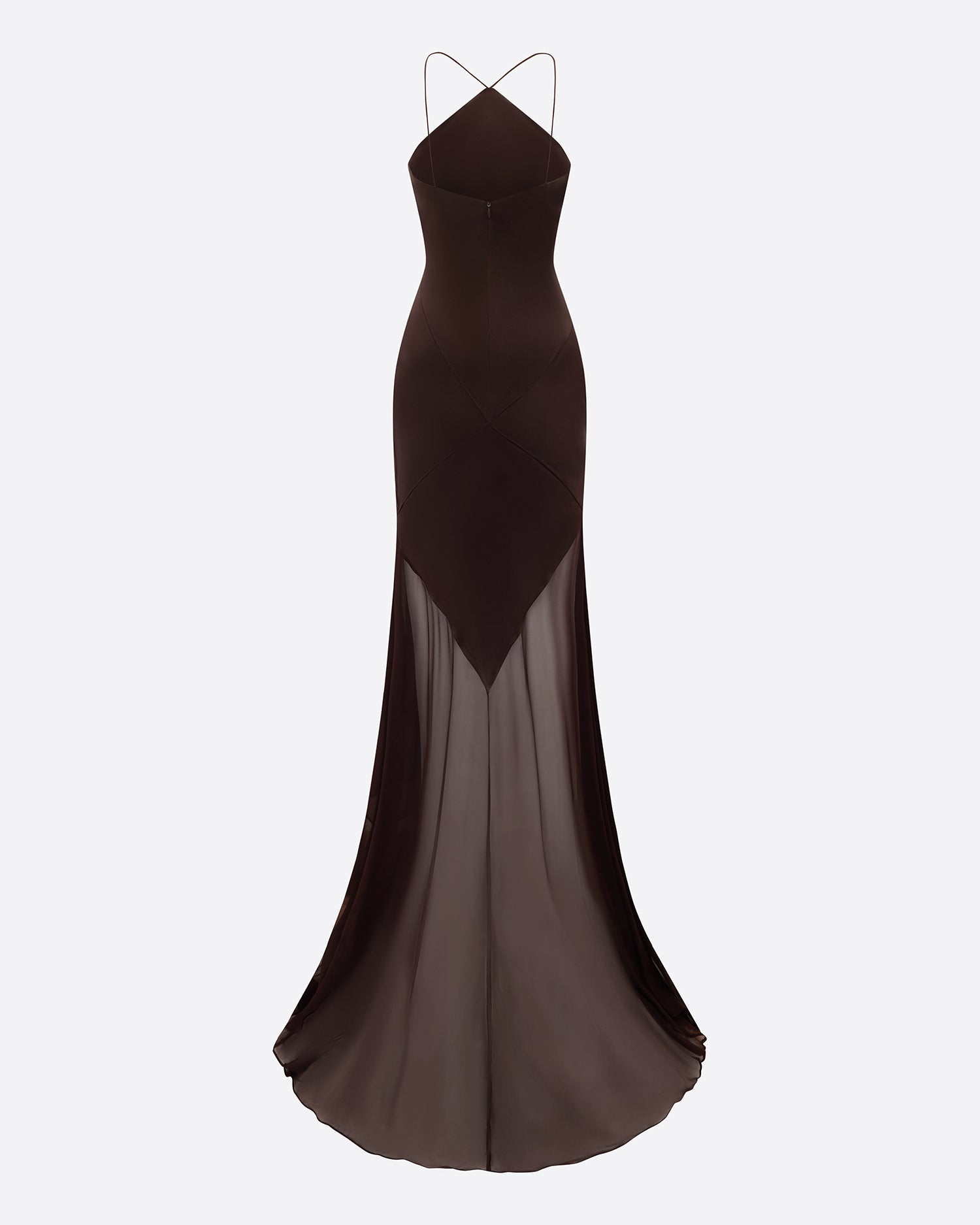 Tiered Halter Gown in Silk Satin