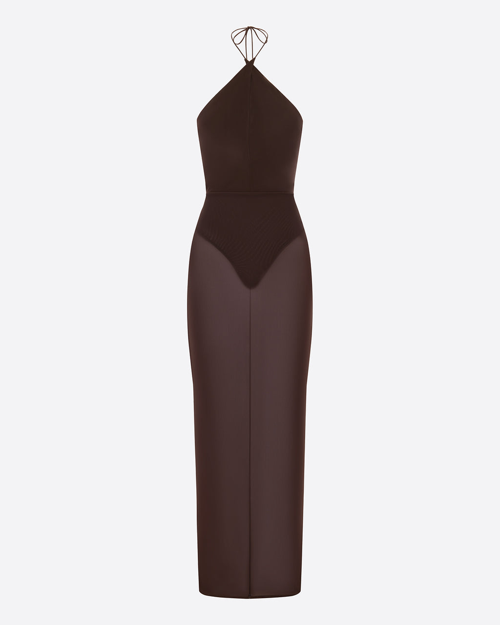 Cross Tie Halter Column in Stretch Mesh