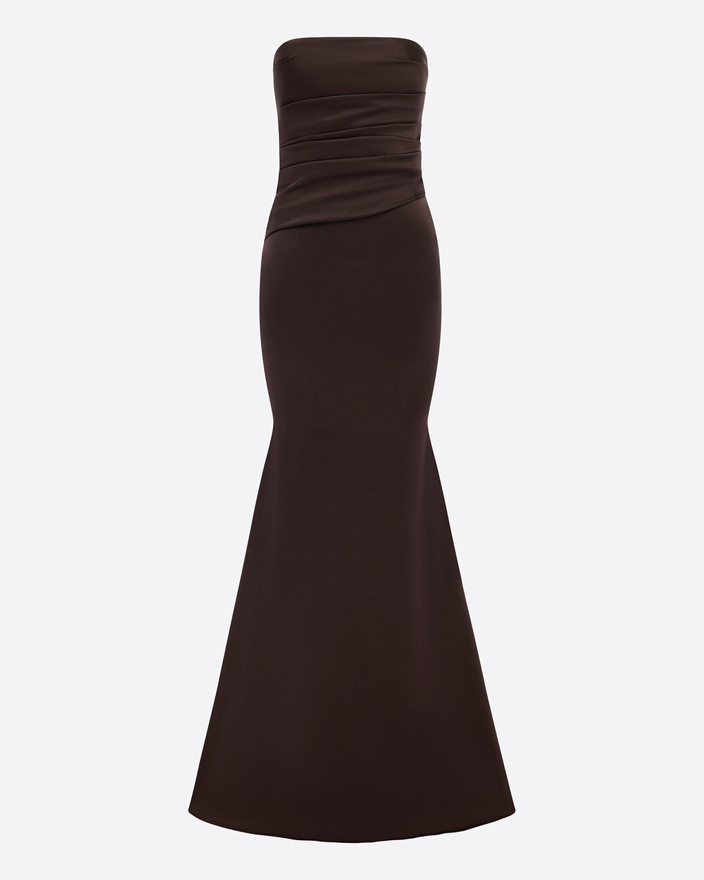 Strapless Tucked Gown in Satin Crepe