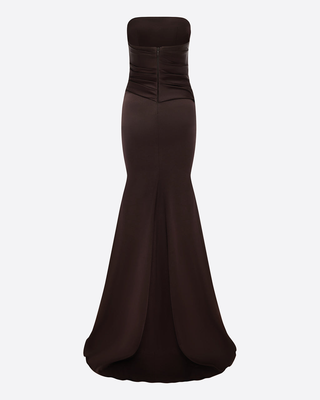 Strapless Tucked Gown in Satin Crepe
