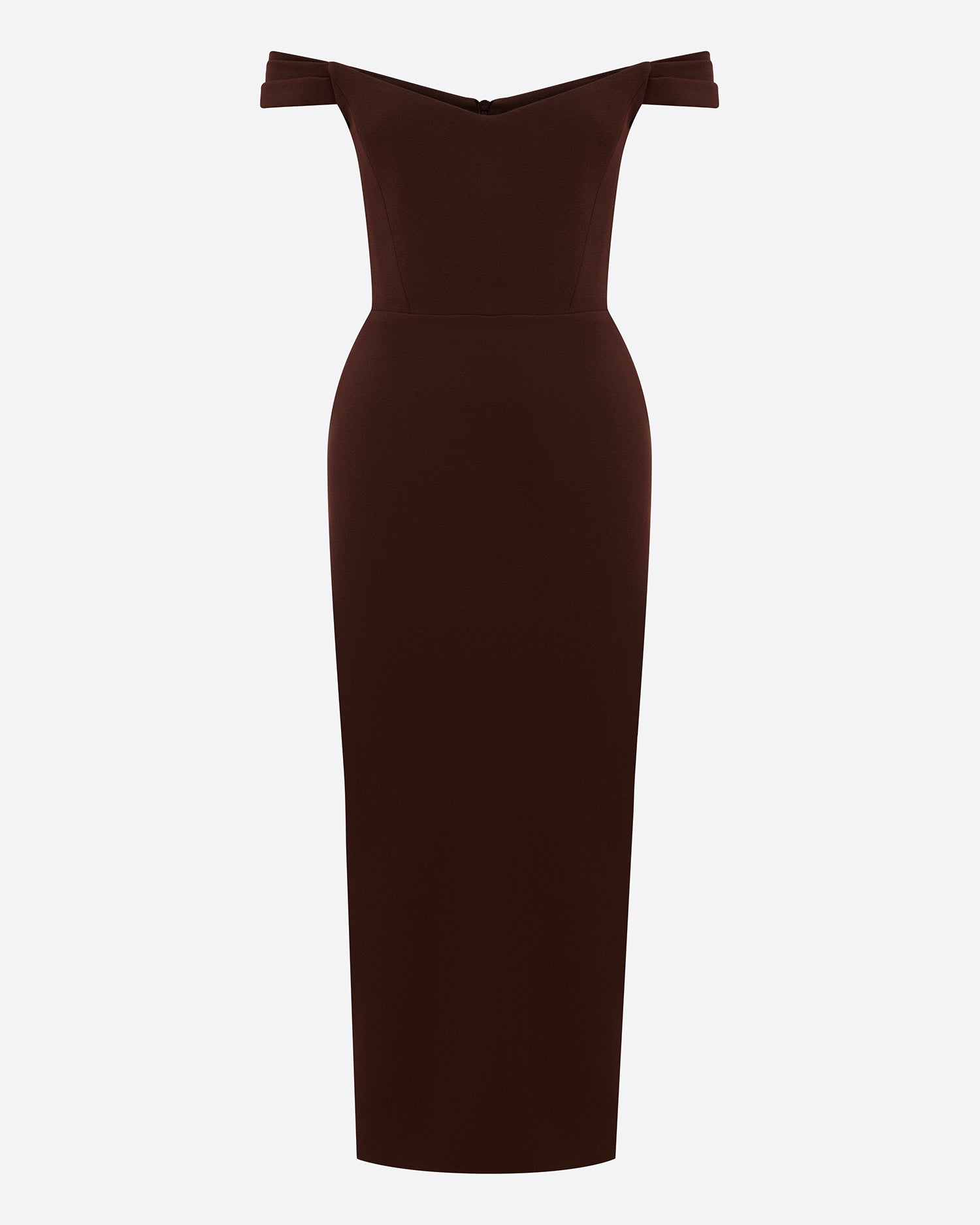 Off Shoulder Dress in Stretch Crepe