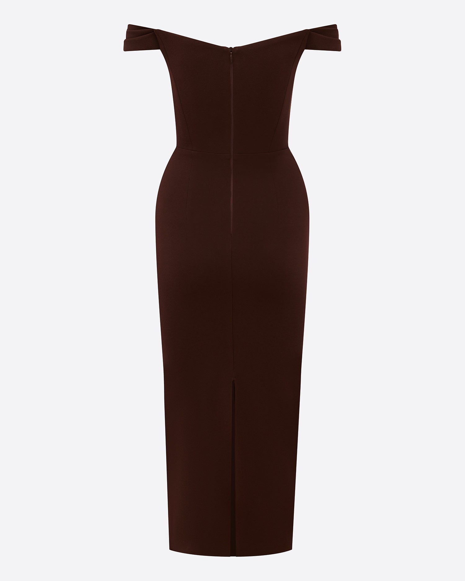 Off Shoulder Dress in Stretch Crepe