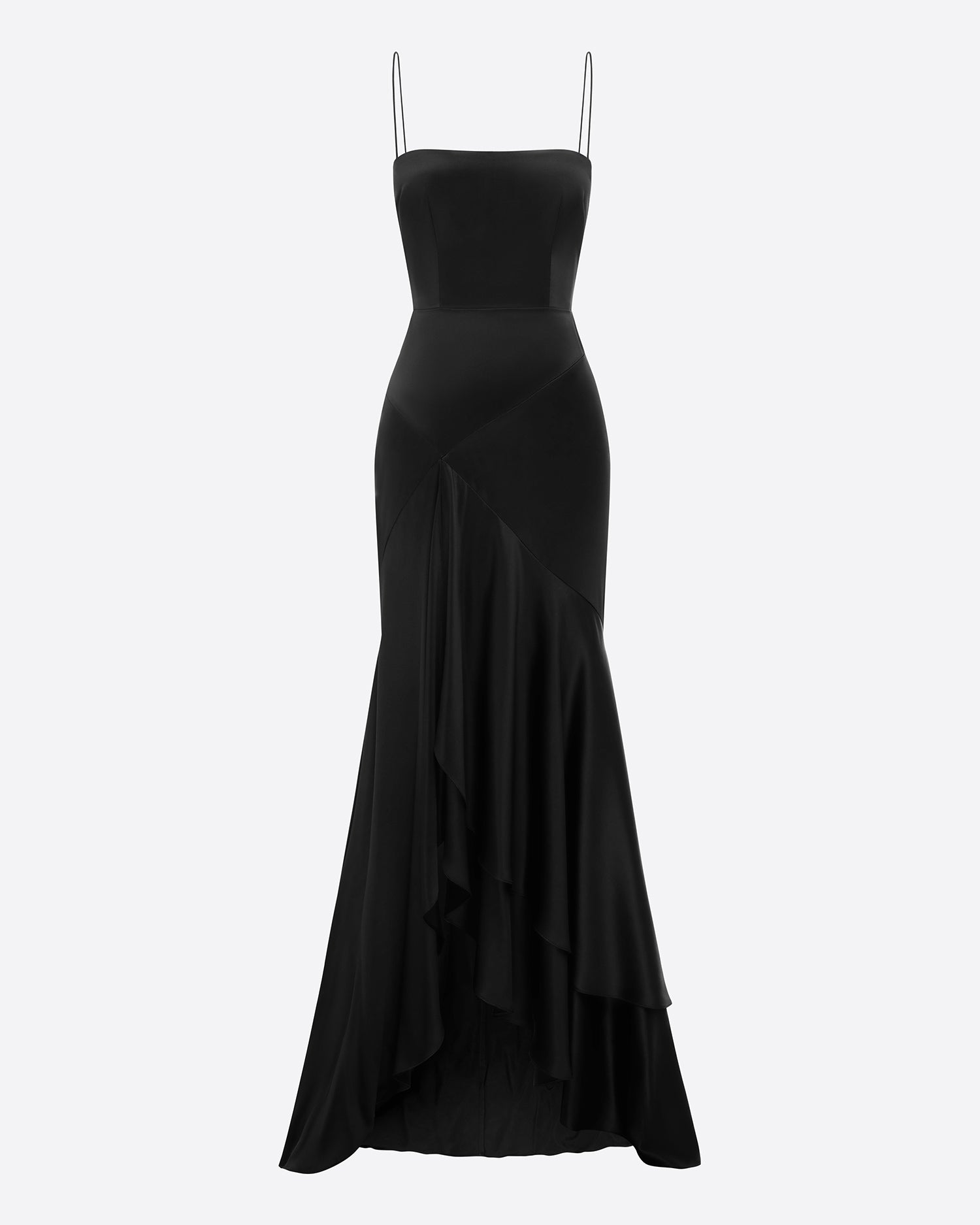 Panelled Gown in Silk Satin