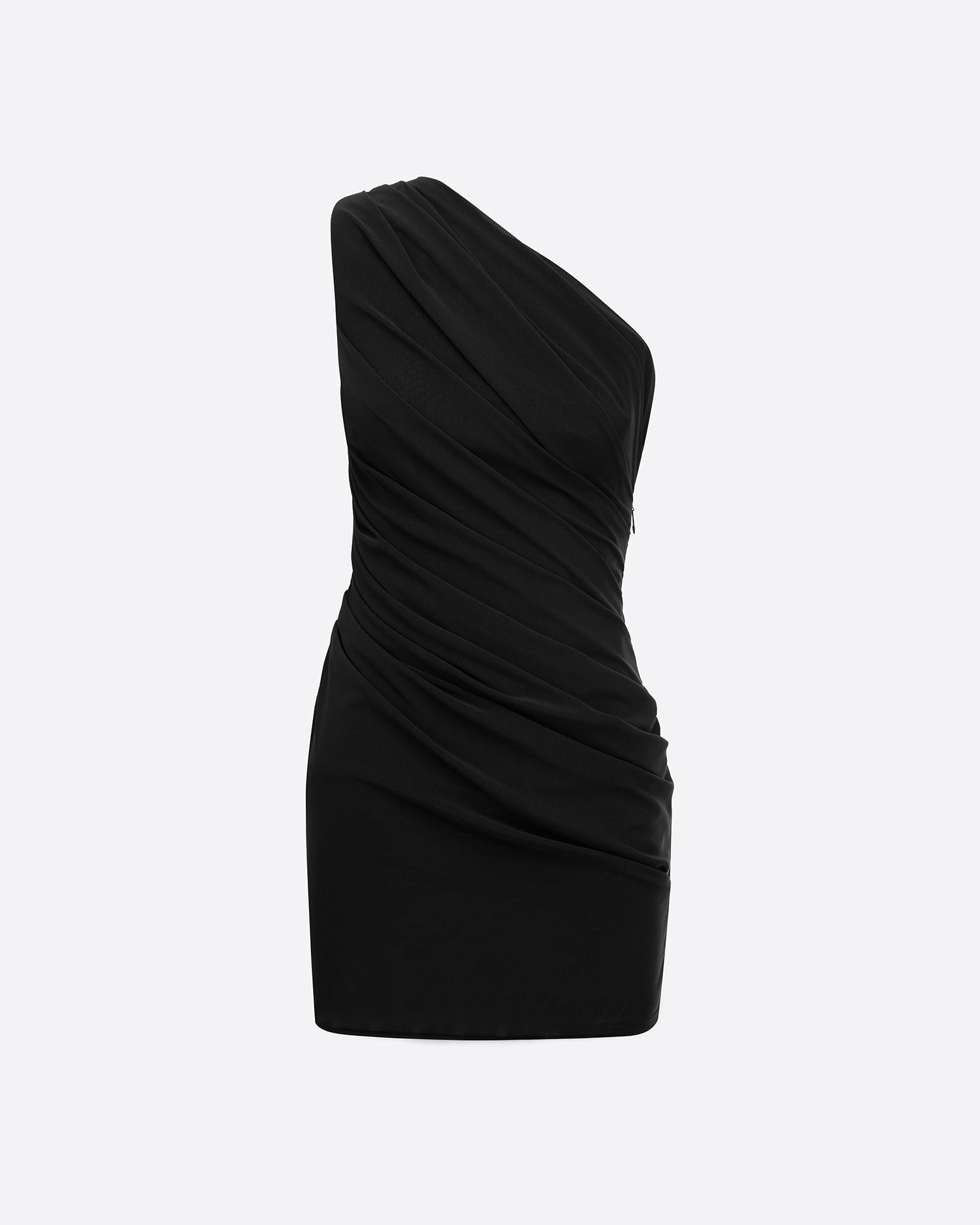 One Shoulder Mini Dress in Stretch Mesh