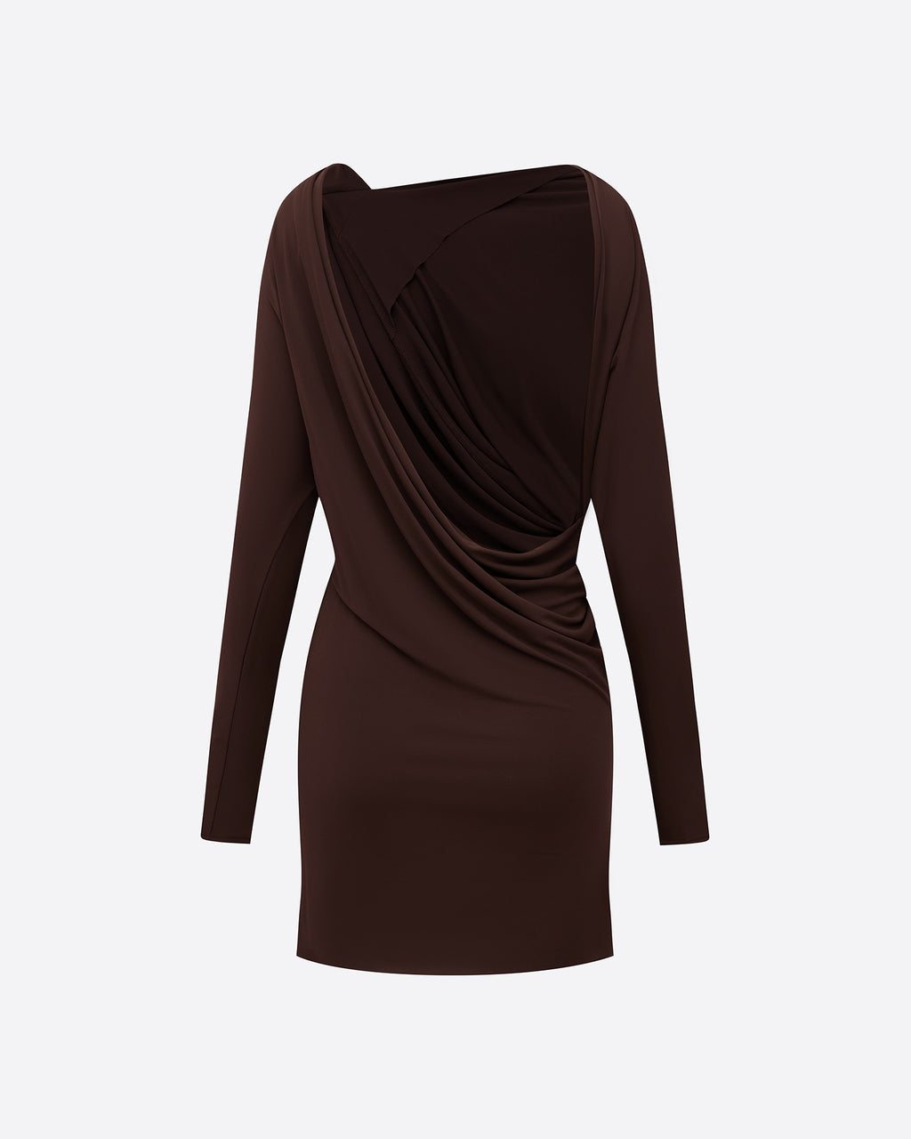 Long Sleeve Drape Mini Dress in Jersey