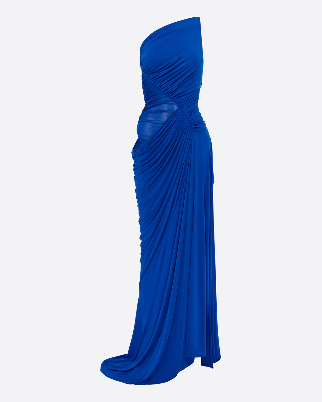 One Shoulder Ruched Gown in Jersey