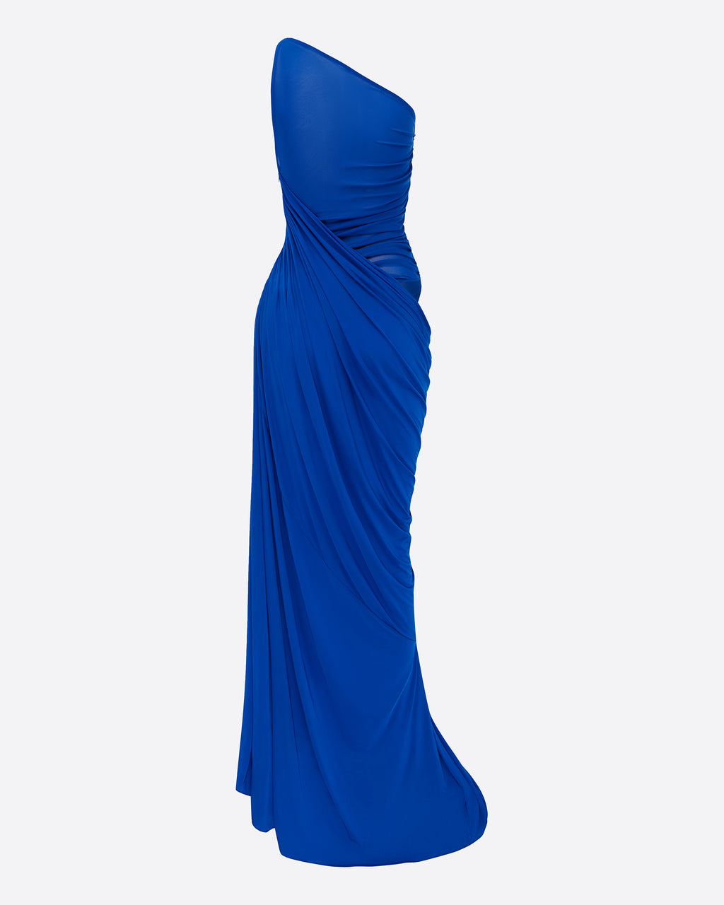 One Shoulder Ruched Gown in Jersey