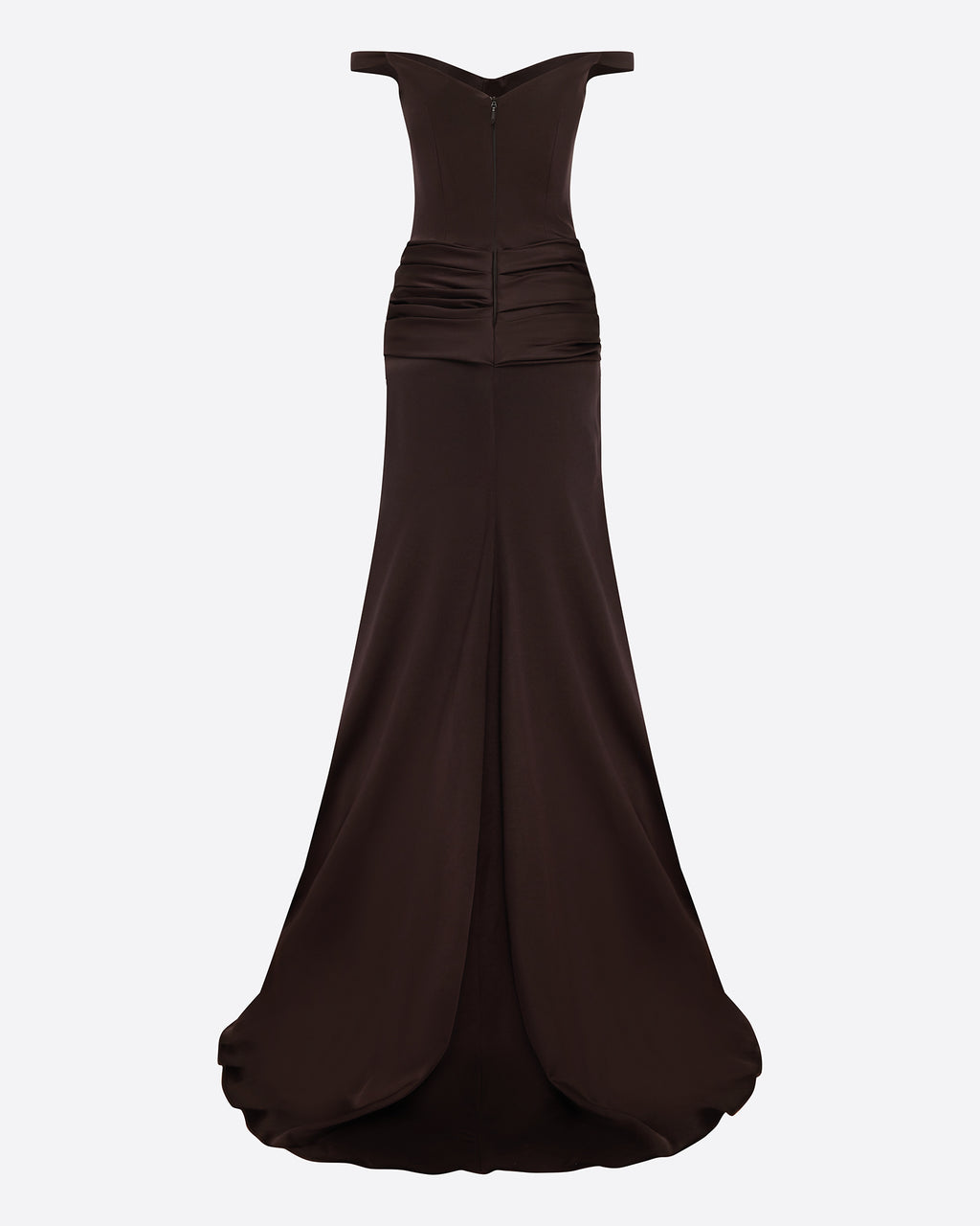 Off Shoulder Knot Gown in Satin Crepe