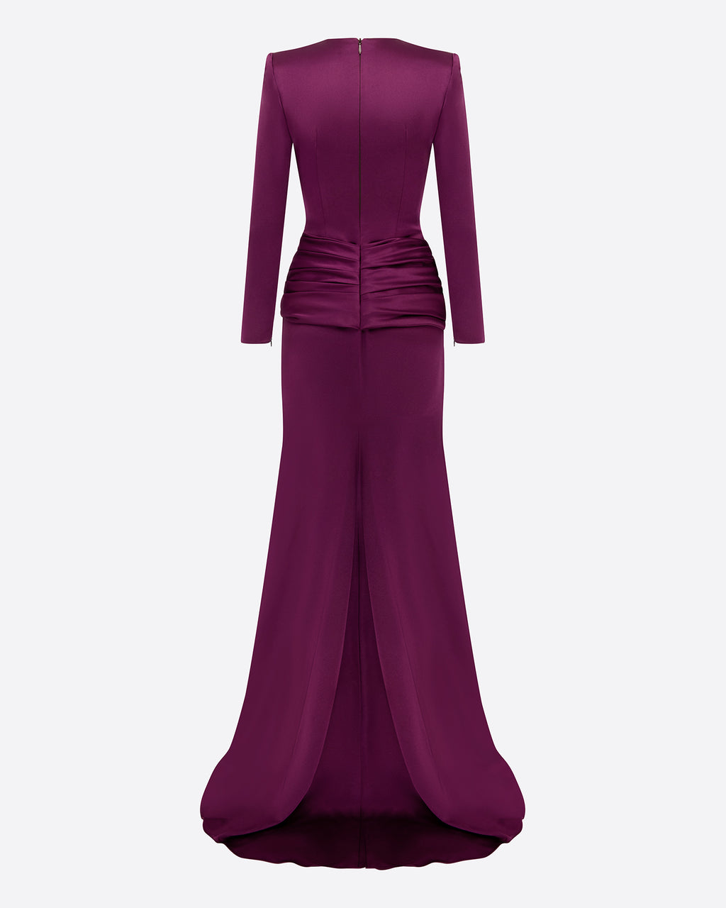 Long Sleeve Knot Gown in Satin Crepe