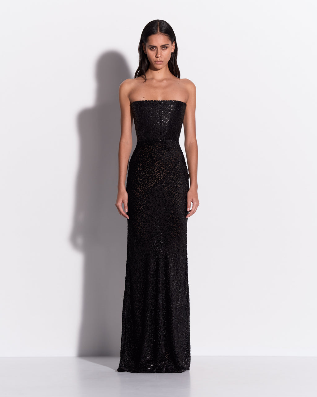 Strapless Drape Gown in Devoré