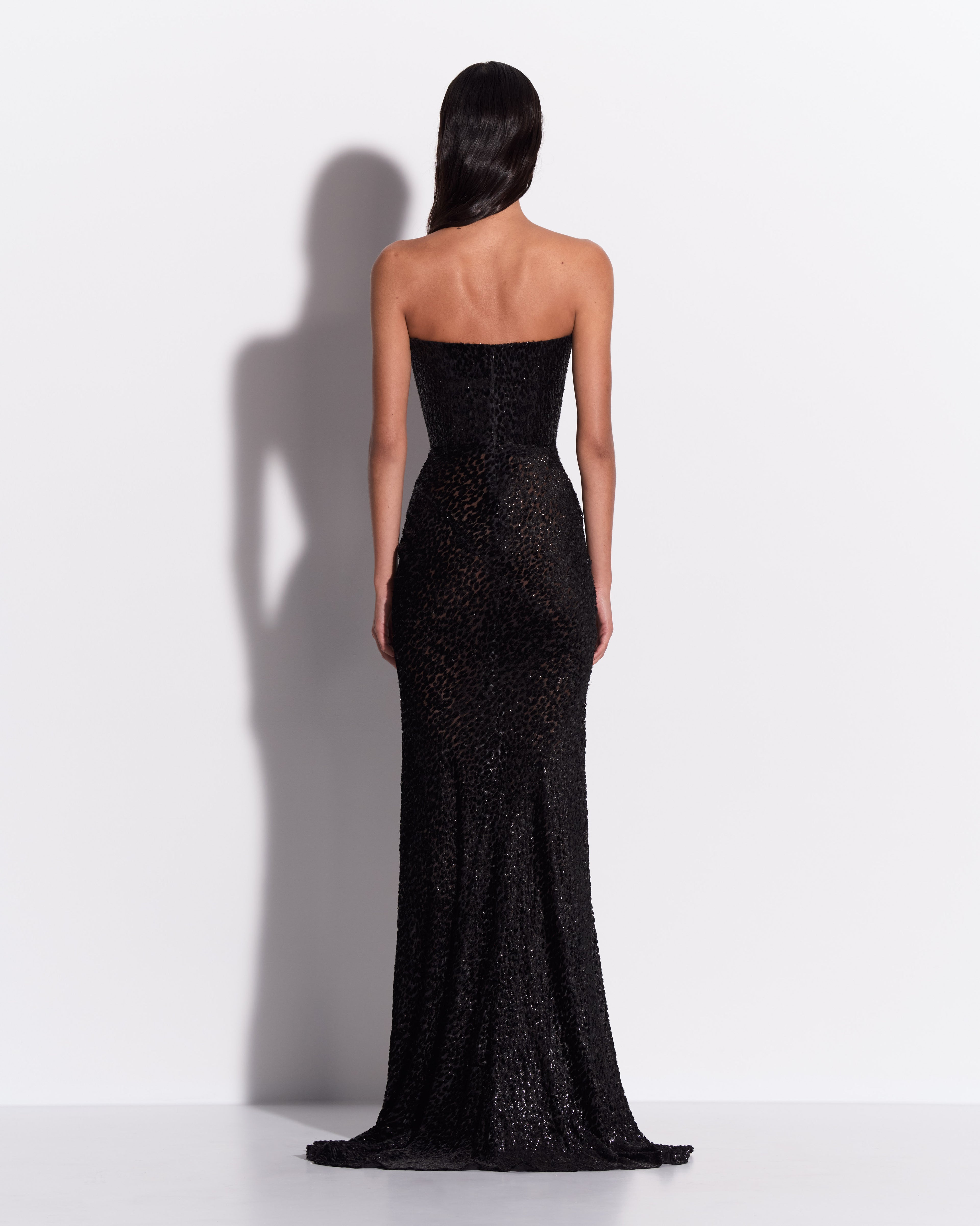 Strapless Drape Gown in Devoré