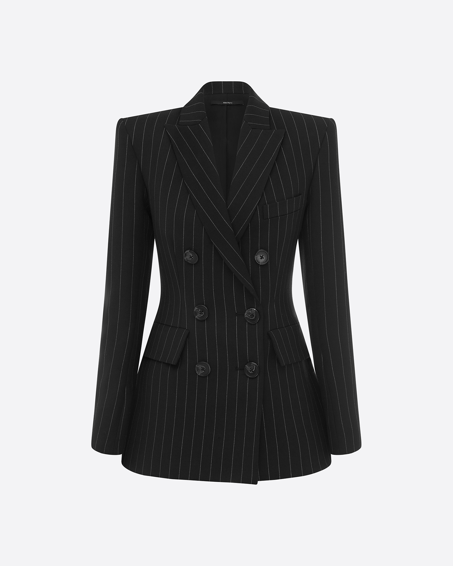 Double Breasted Fitted Blazer in Lurex Pinstripe