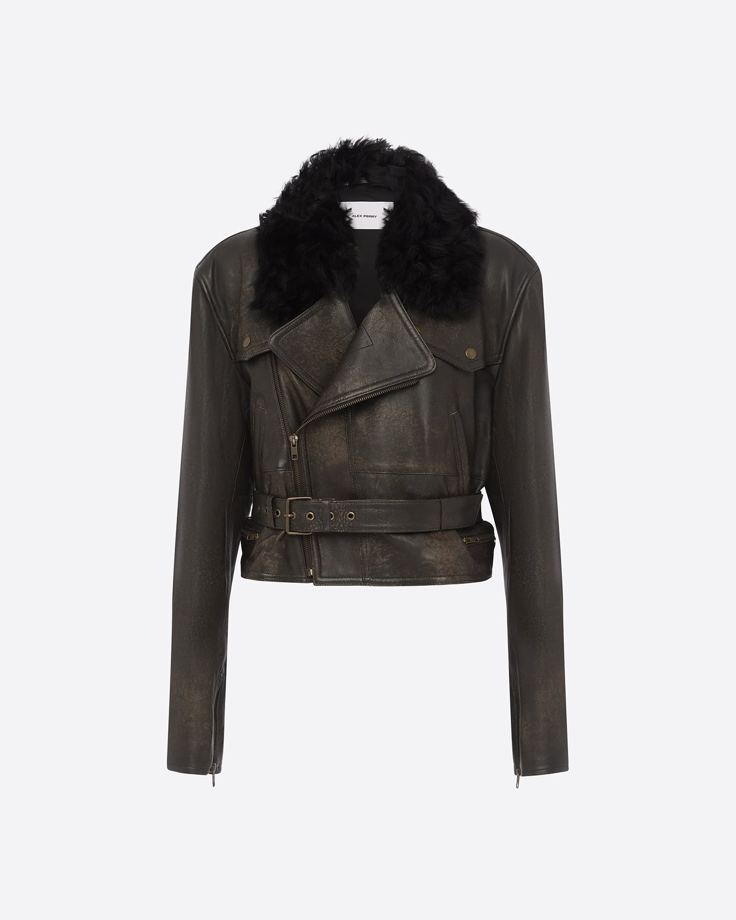 Cropped Biker Jacket in Leather