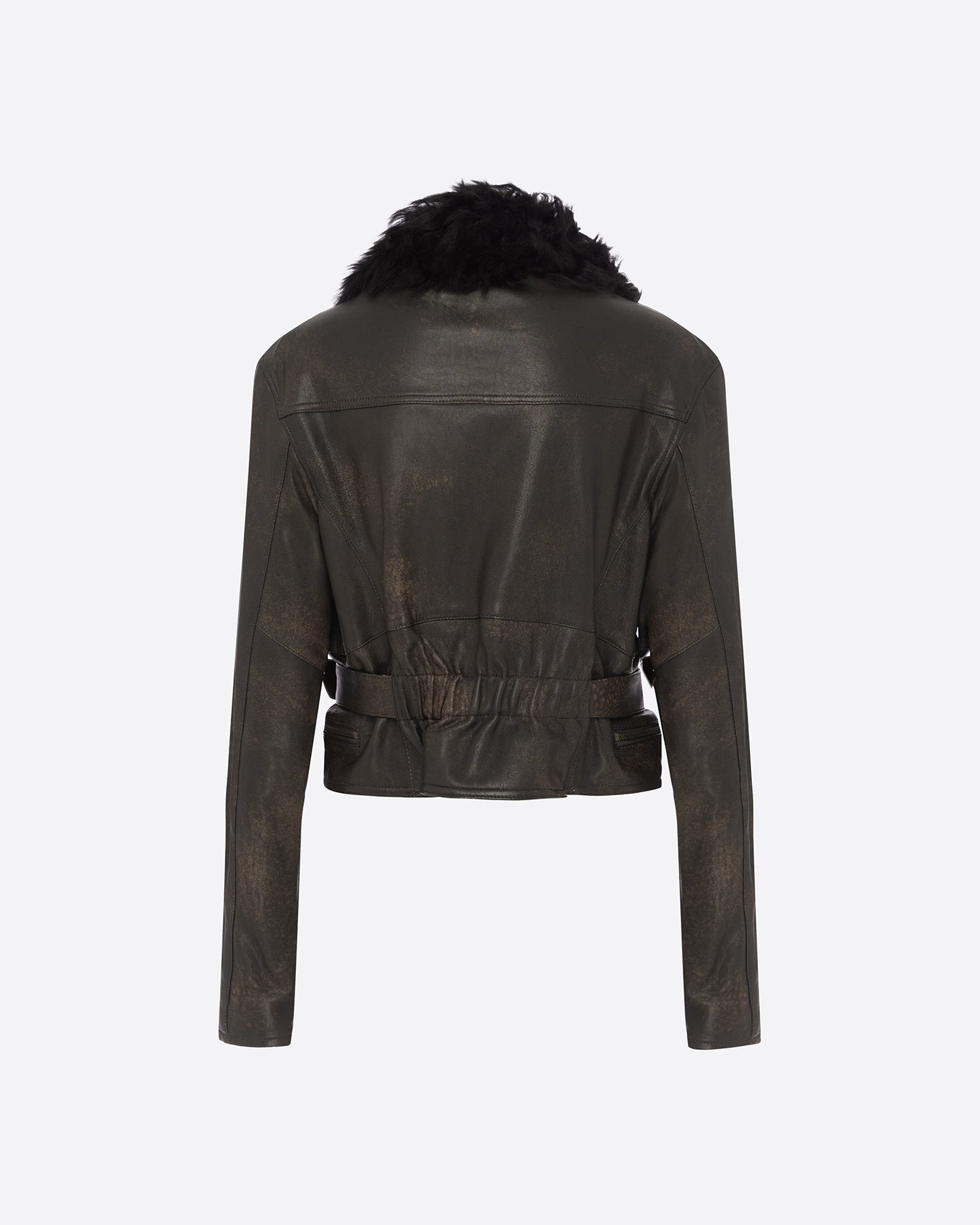 Cropped Biker Jacket in Leather