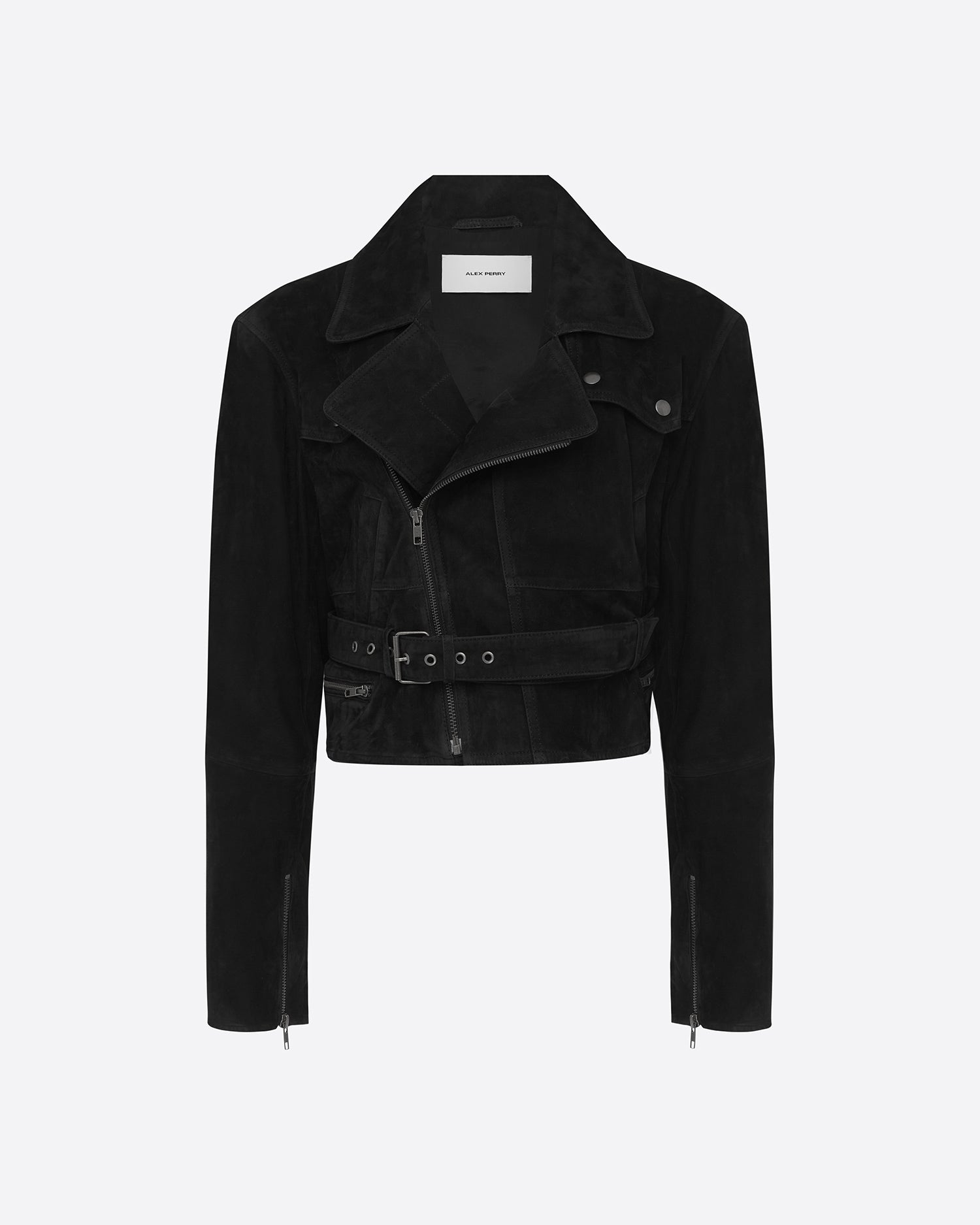 Cropped Biker Jacket in Suede