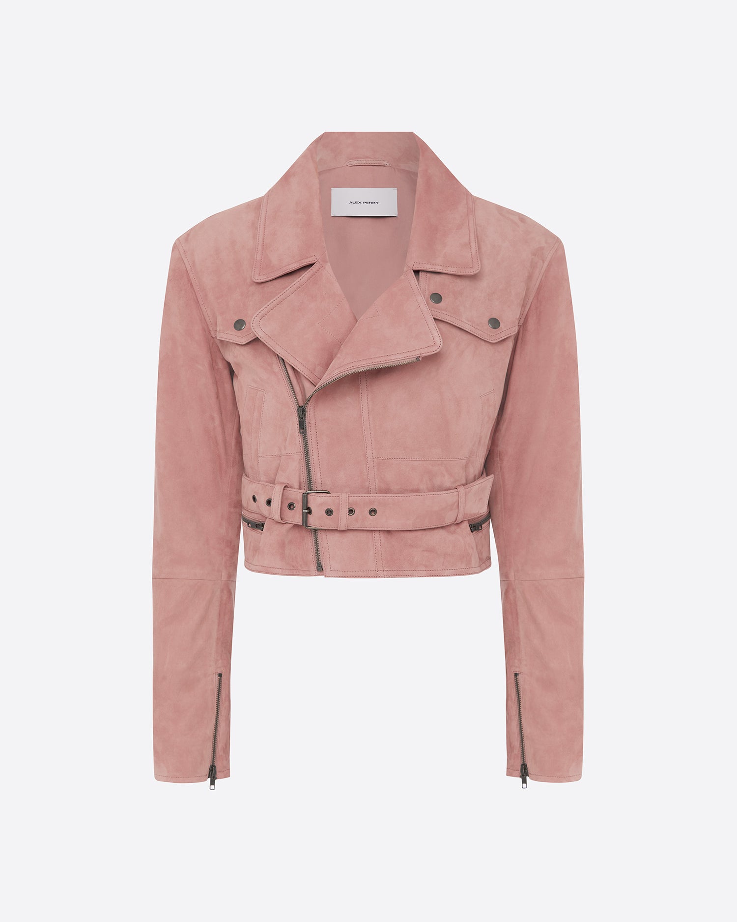 Cropped Biker Jacket in Suede