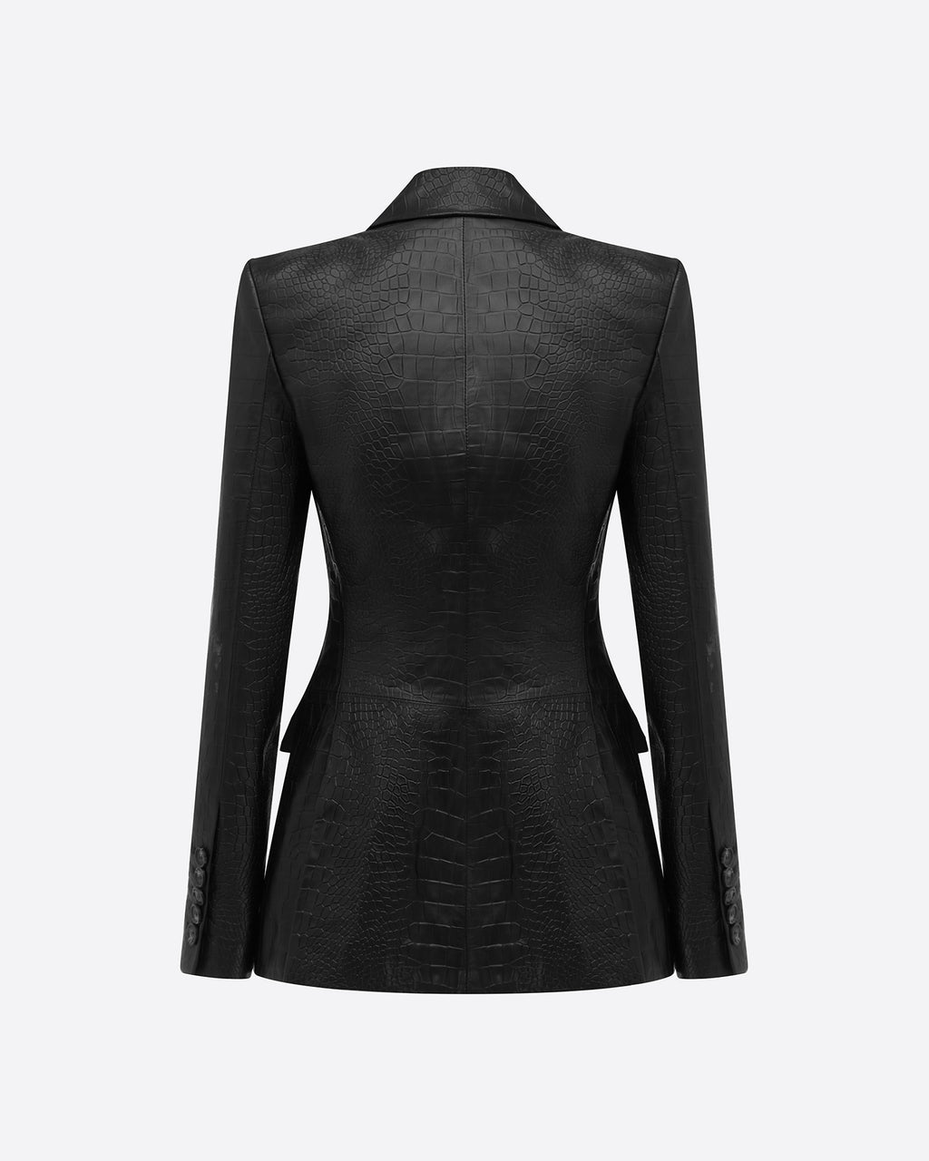 Single Breasted Fitted Blazer in Embossed Leather