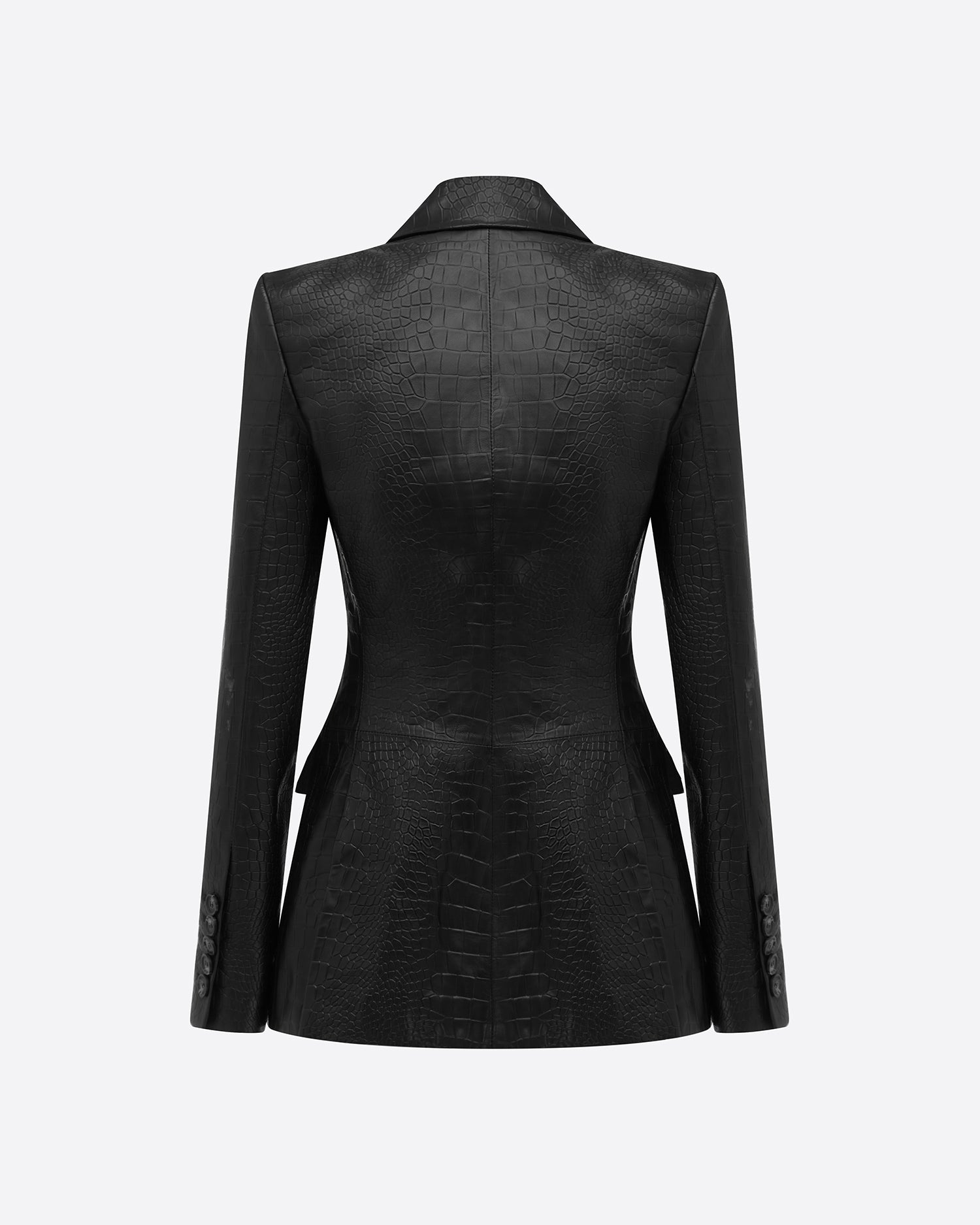 Single Breasted Fitted Blazer in Embossed Leather