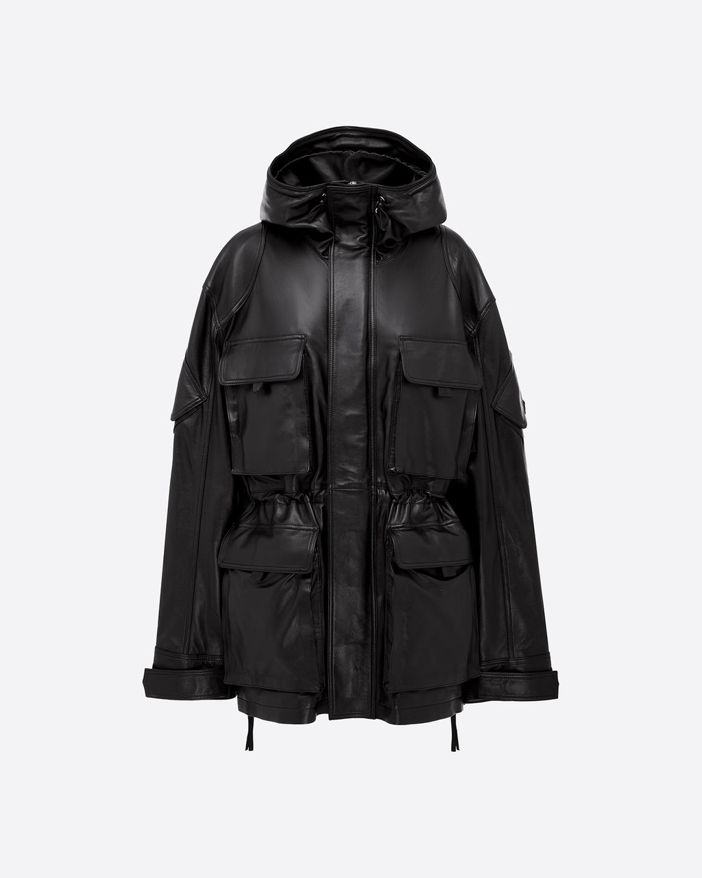 Oversize Parka Jacket in Leather