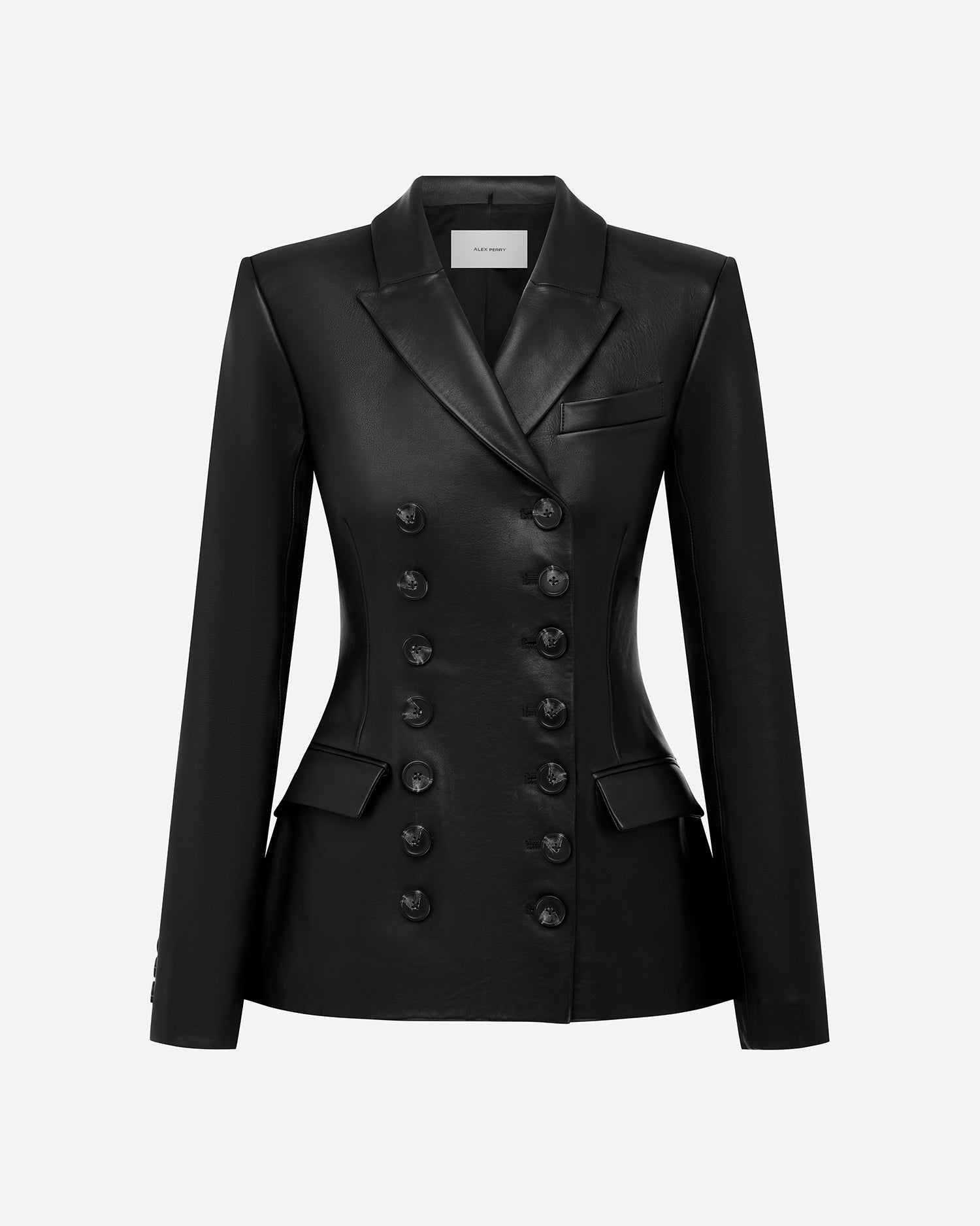 Double Breasted Contour Blazer in Leather