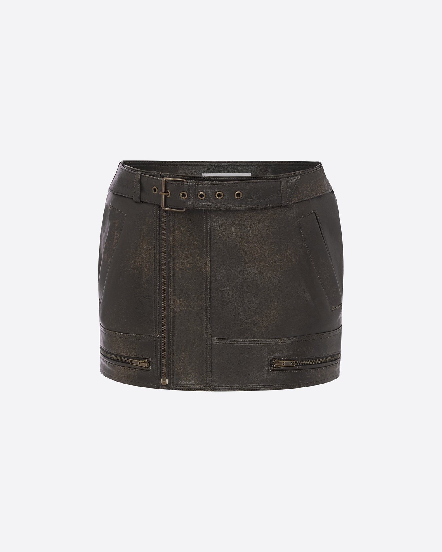 Biker Mini Skirt in Leather