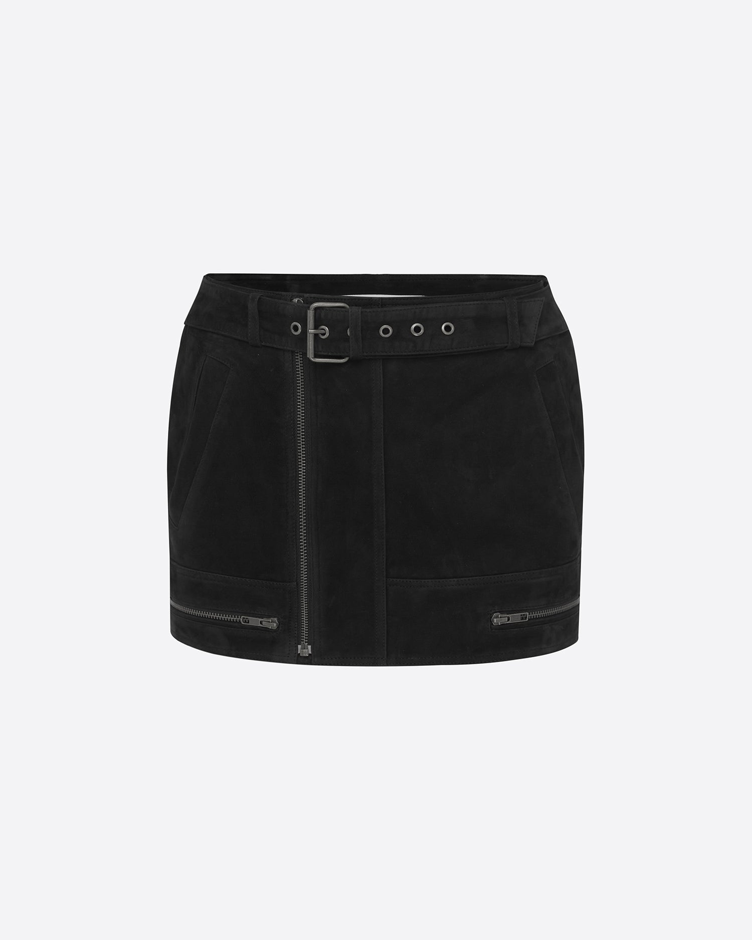 Biker Mini Skirt in Suede