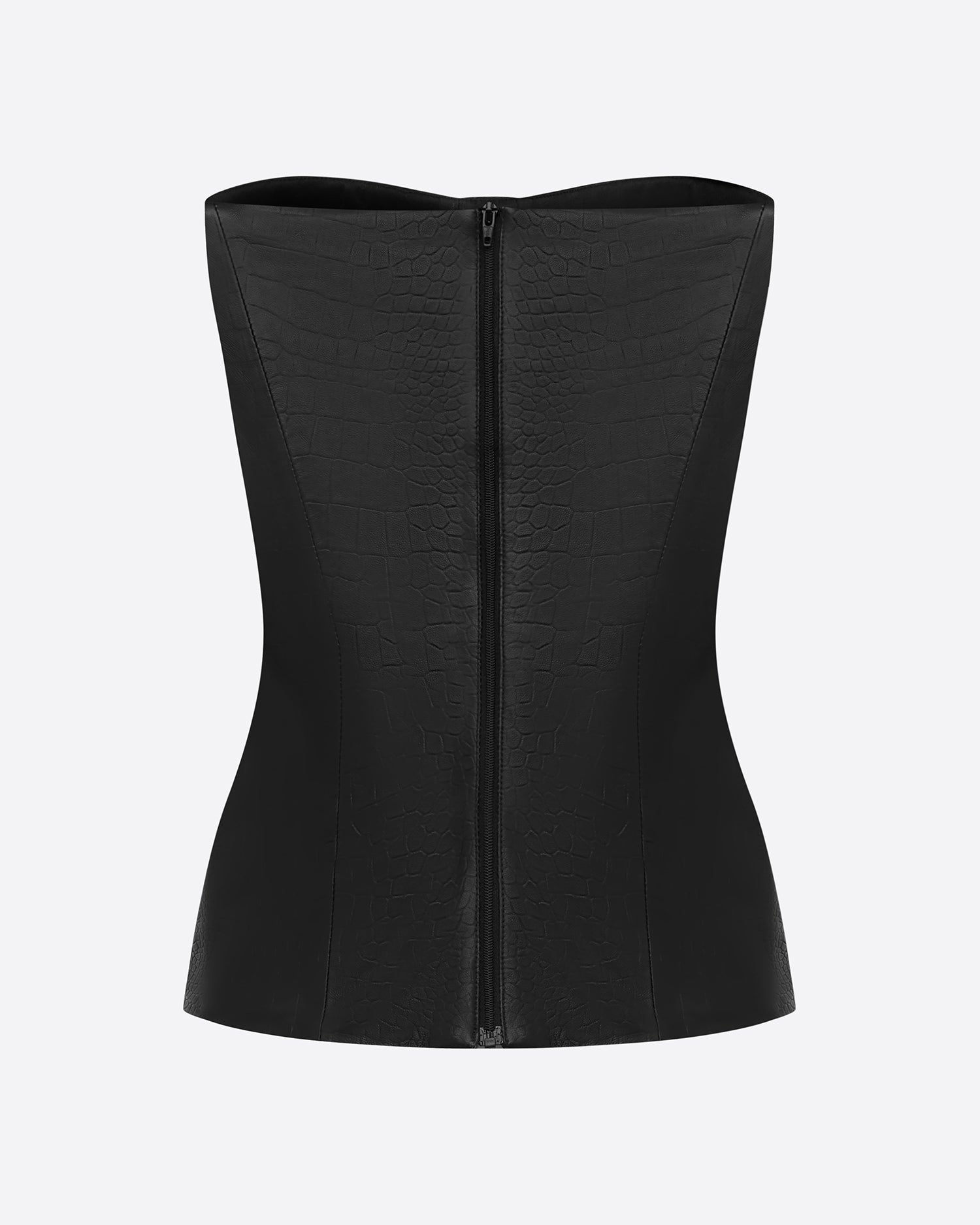 Longline Corset in Embossed Leather