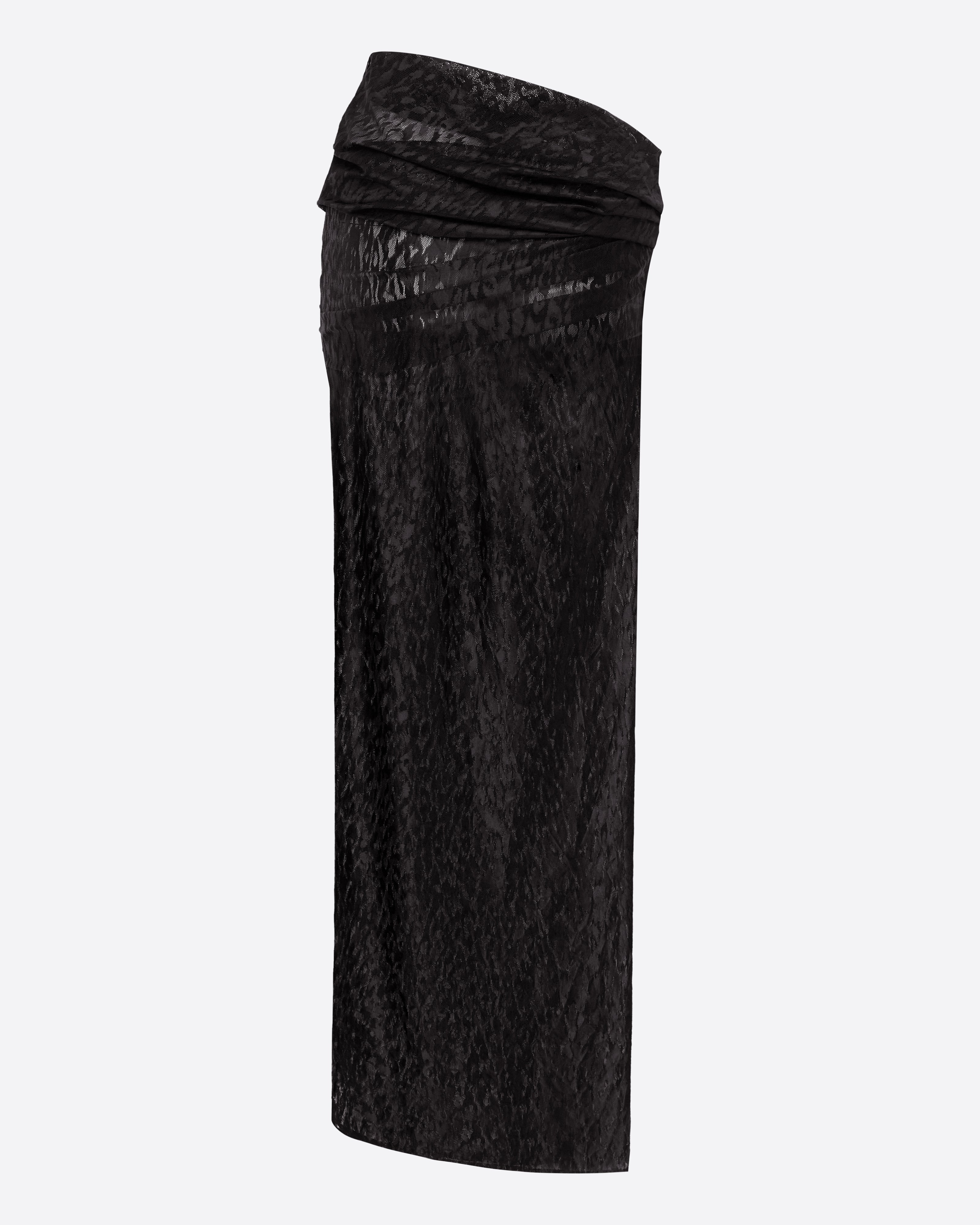 Asymmetric Drape Skirt in Leopard Lace
