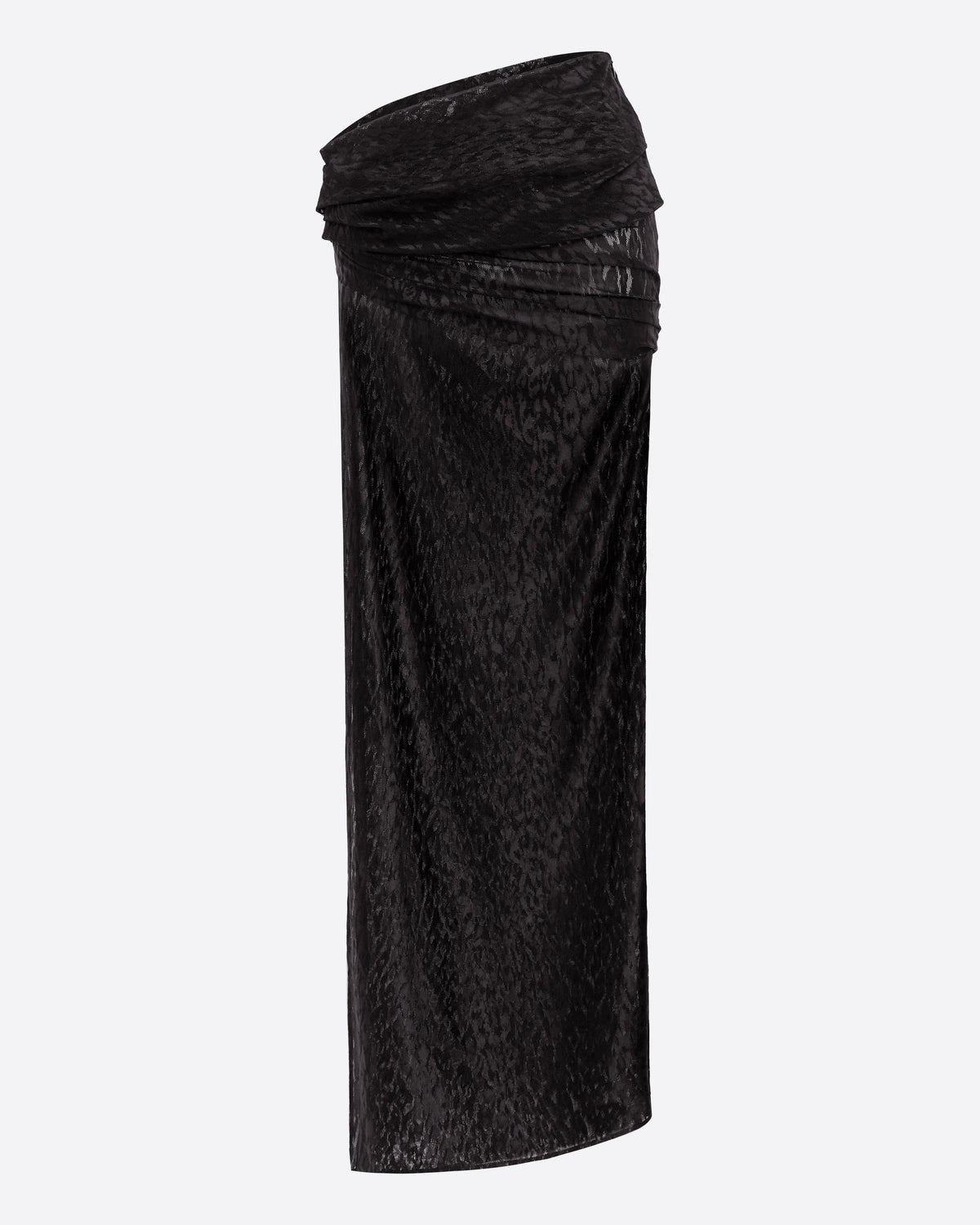 Asymmetric Drape Skirt in Leopard Lace