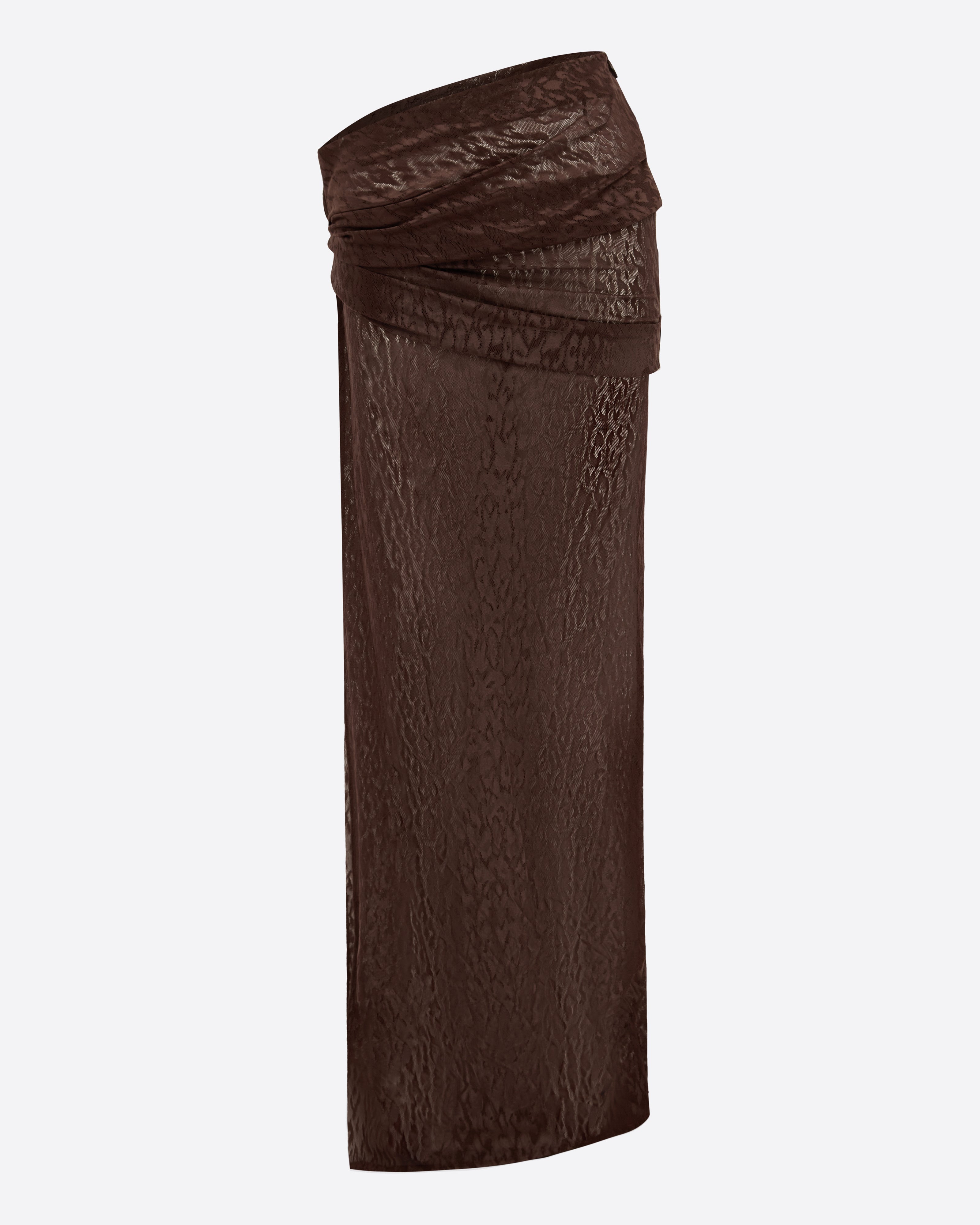 Asymmetric Drape Skirt in Leopard Lace