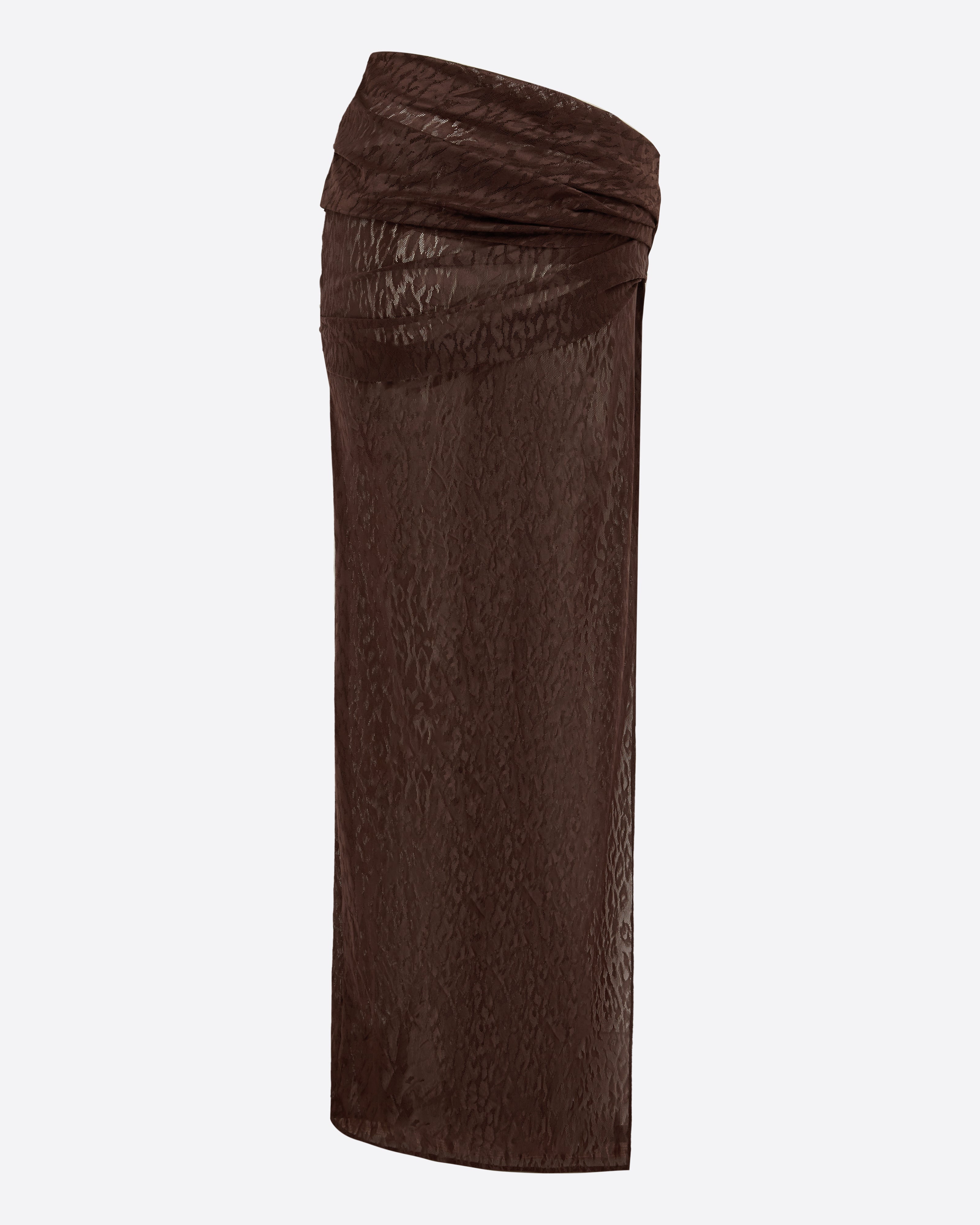 Asymmetric Drape Skirt in Leopard Lace