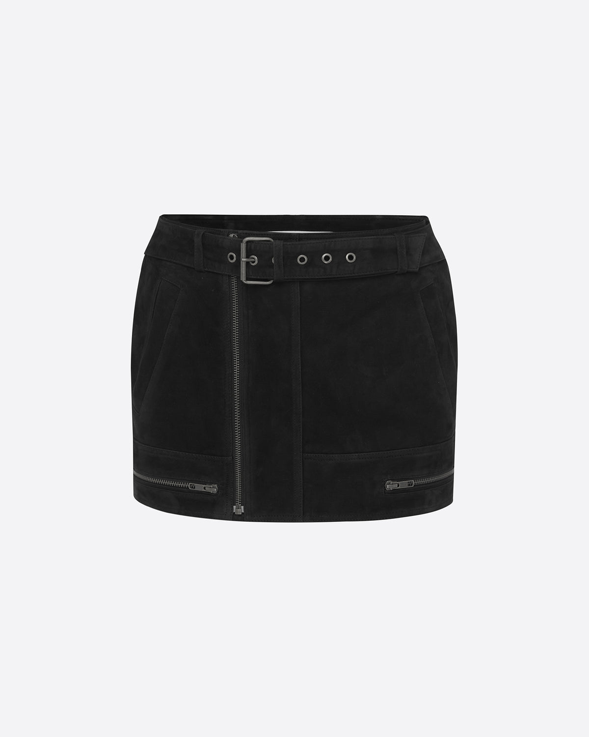 Biker Mini Skirt in Suede