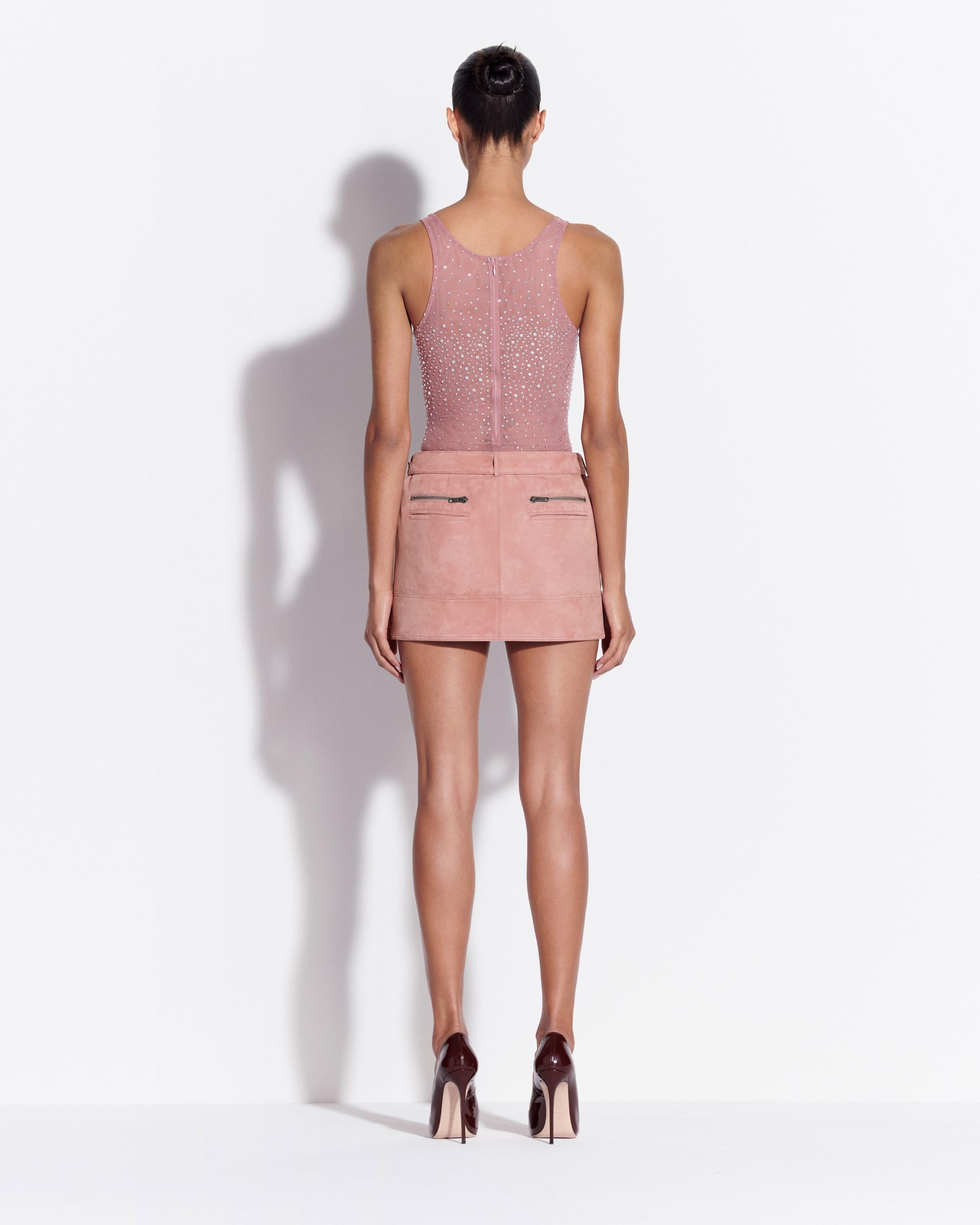 Biker Mini Skirt in Suede
