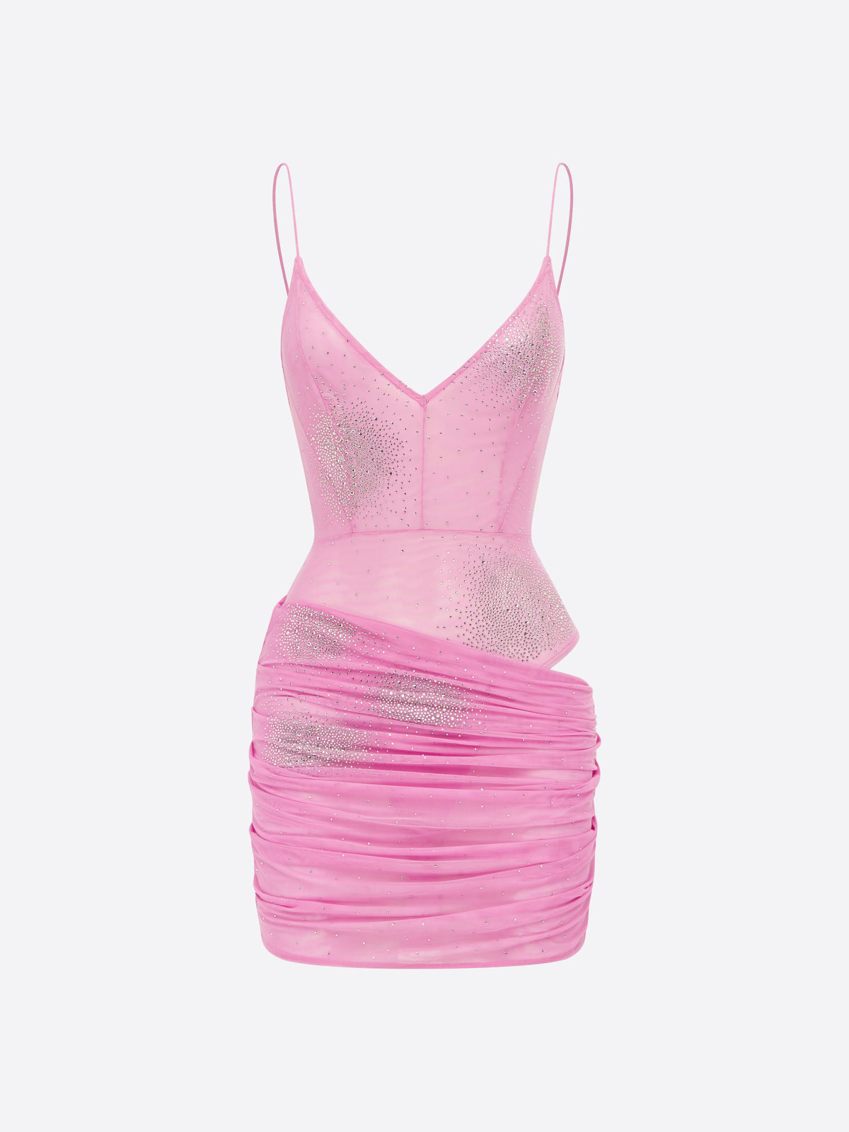 Bikini Drape Mini Dress in Crystal Mesh