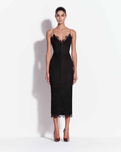 Bikini Dress in Suede with Lace Trim  Alex Perry