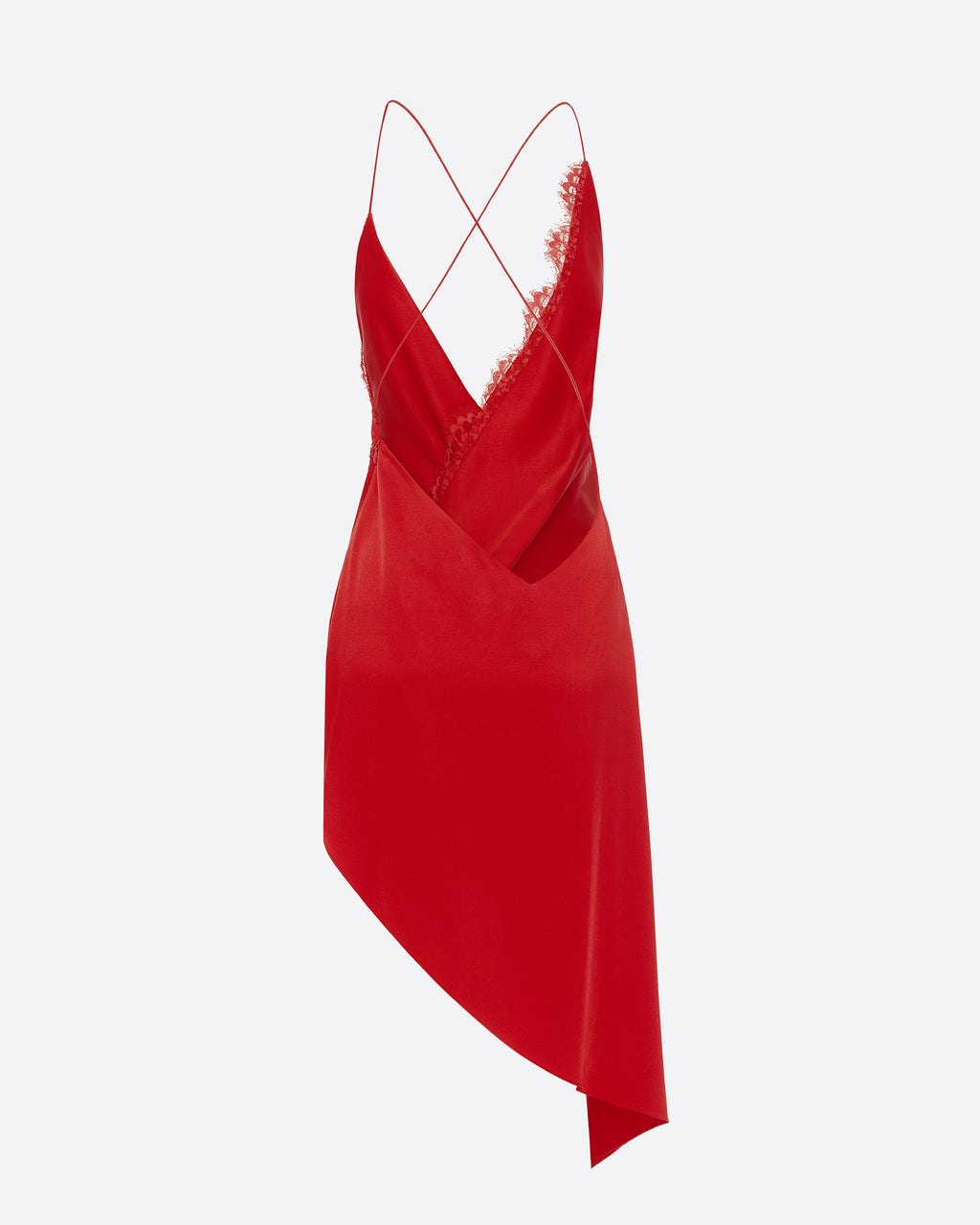 Bikini Wrap Asymmetric Dress in Satin Crepe