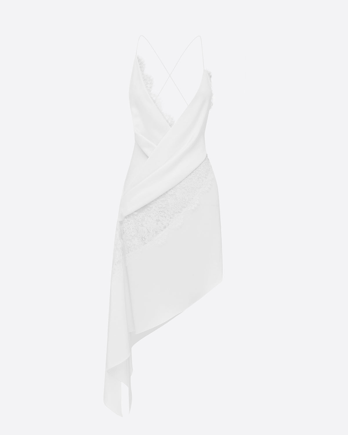 Bikini Wrap Asymmetric Dress in Satin Crepe