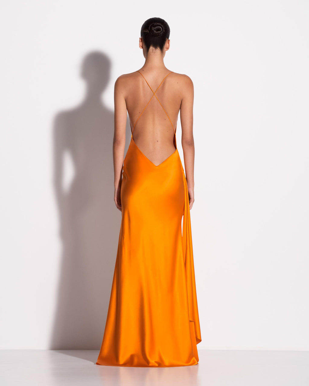 Bikini Wrap Asymmetric Gown in Silk Satin