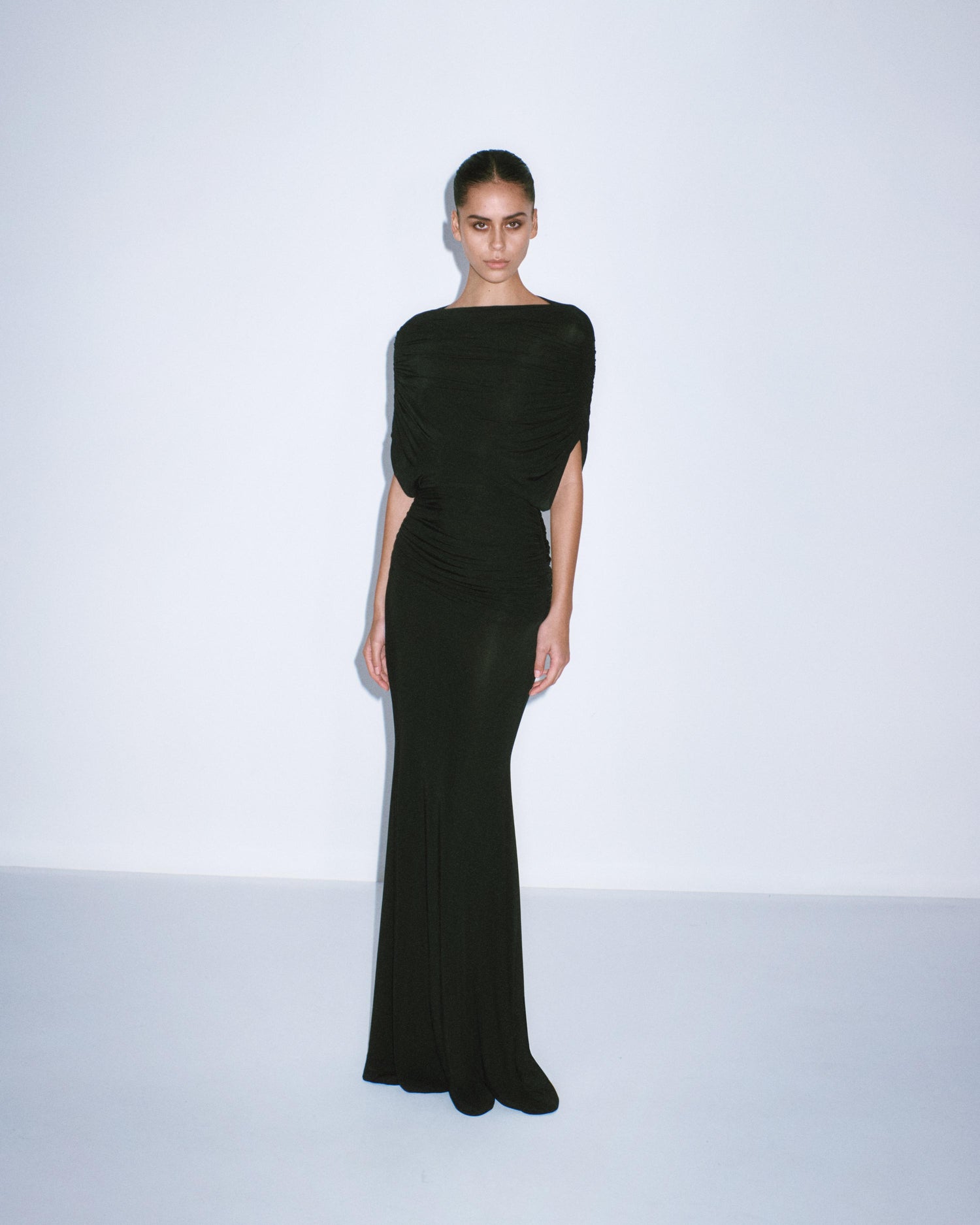 Cape Drape Gown in Jersey