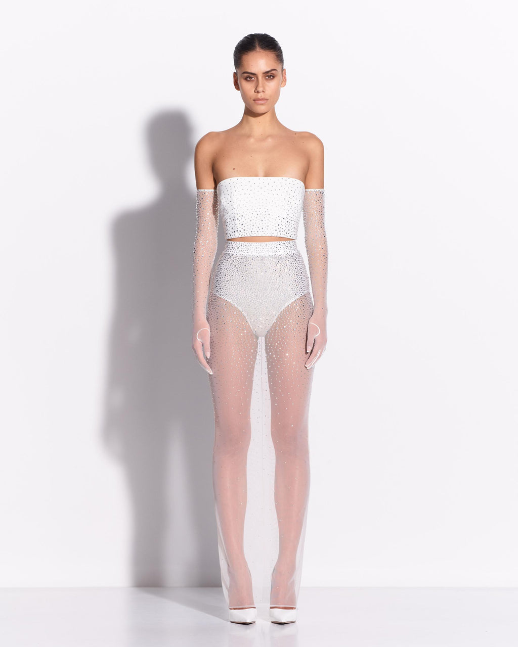 Column Skirt in Crystal Mesh
