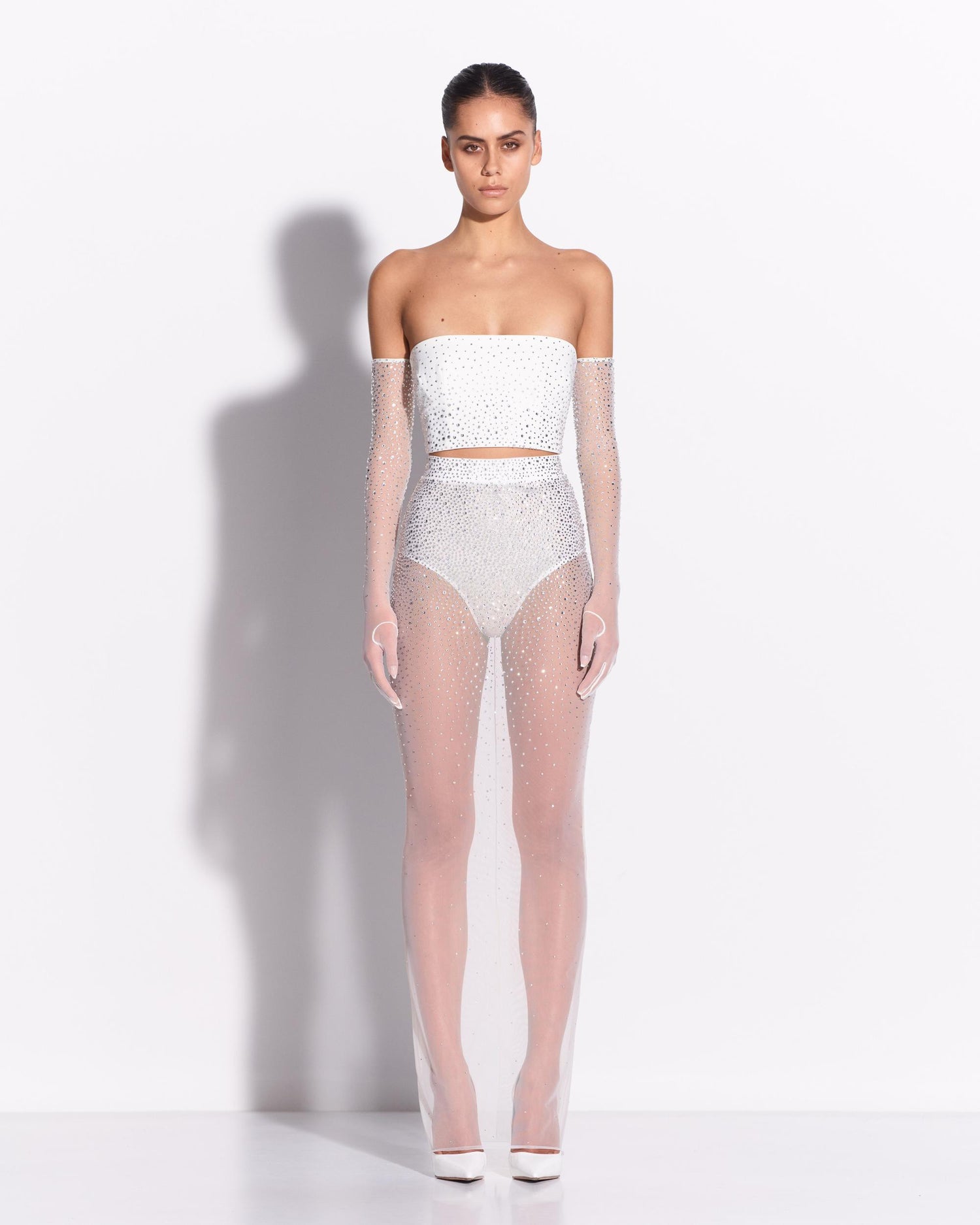 Column Skirt in Crystal Mesh