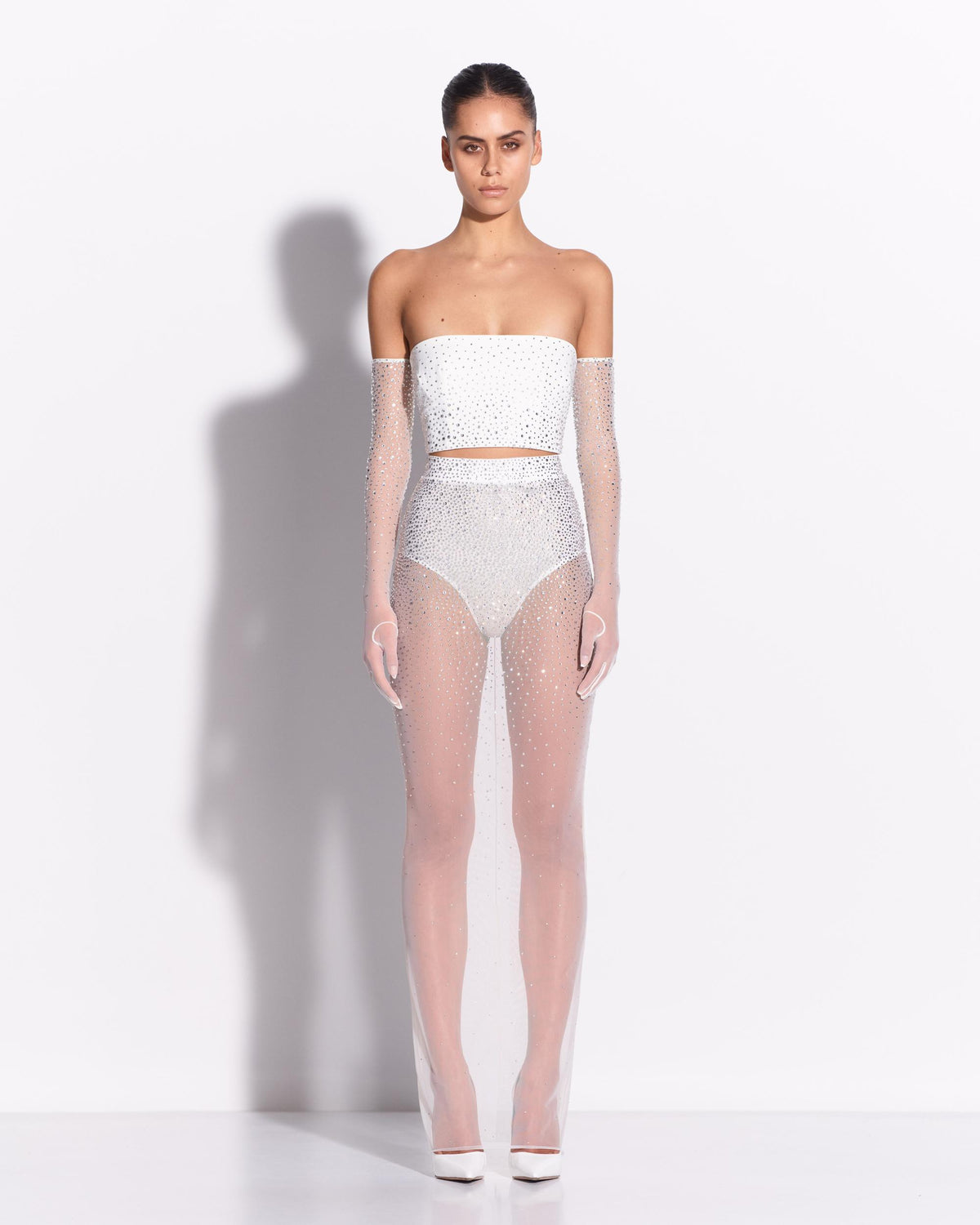 Column Skirt in Crystal Mesh